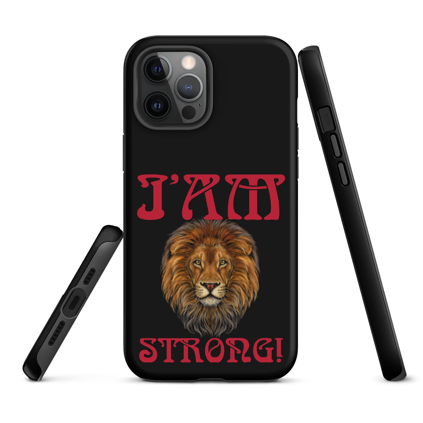 “I’AM STRONG!” Black Tough Case for iPhone® W/Red Font