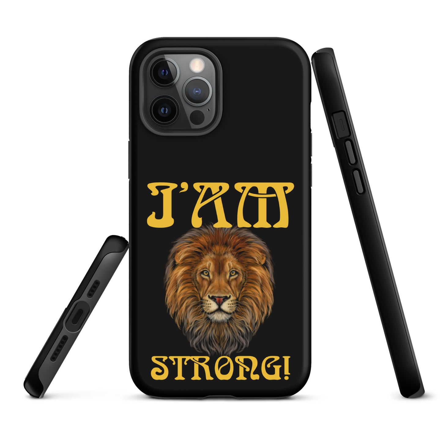 “I’AM STRONG!” Black Tough Case for iPhone® W/Yellow Font
