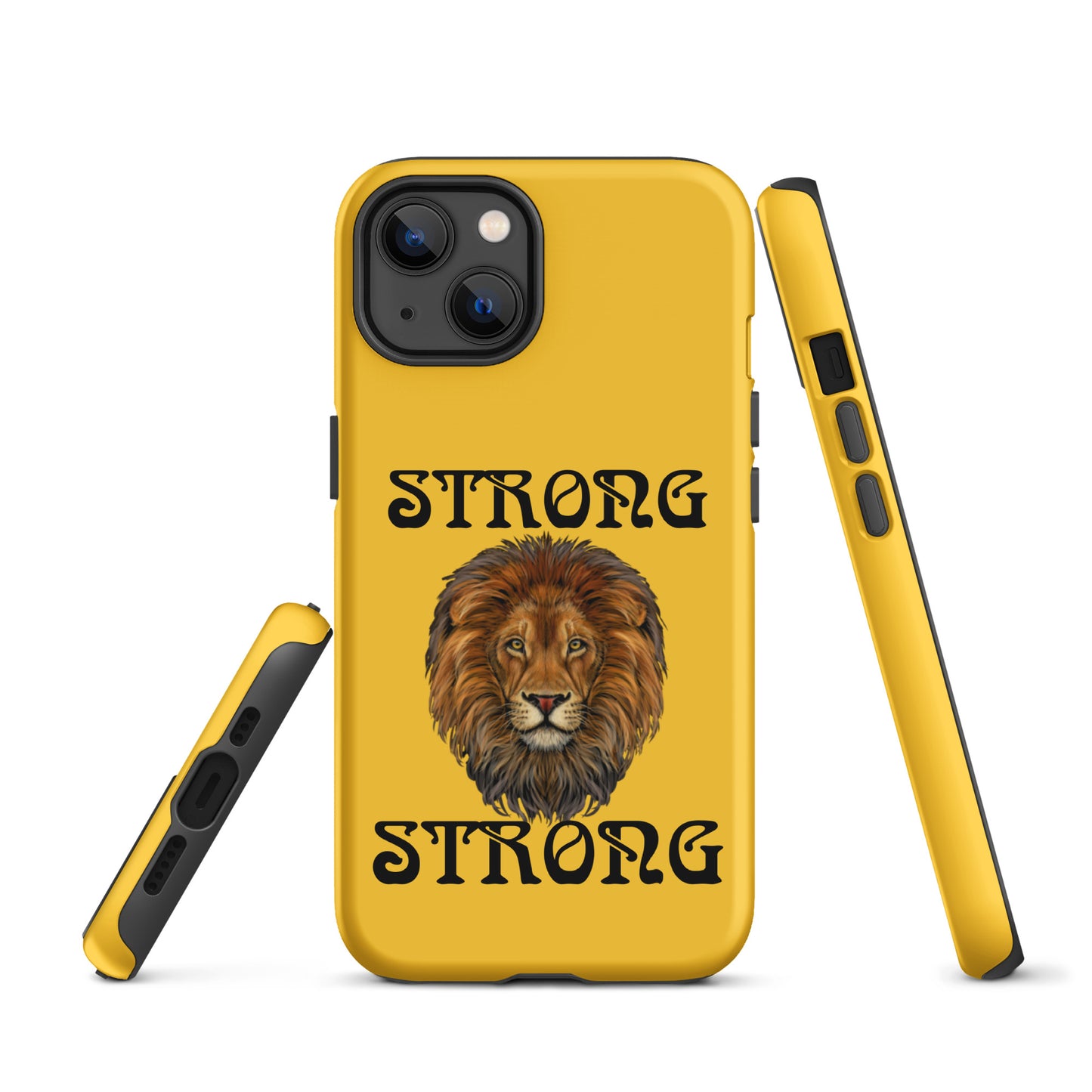 “STRONG”Yellow DoubleView Tough Case for iPhone® W/Black Font