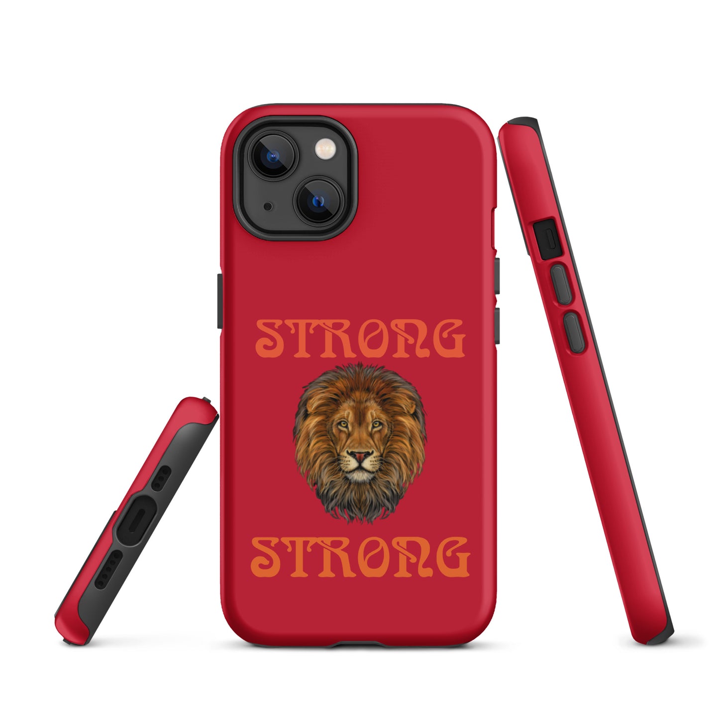 “STRONG”Red DoubleView Tough Case for iPhone® W/Orange Font