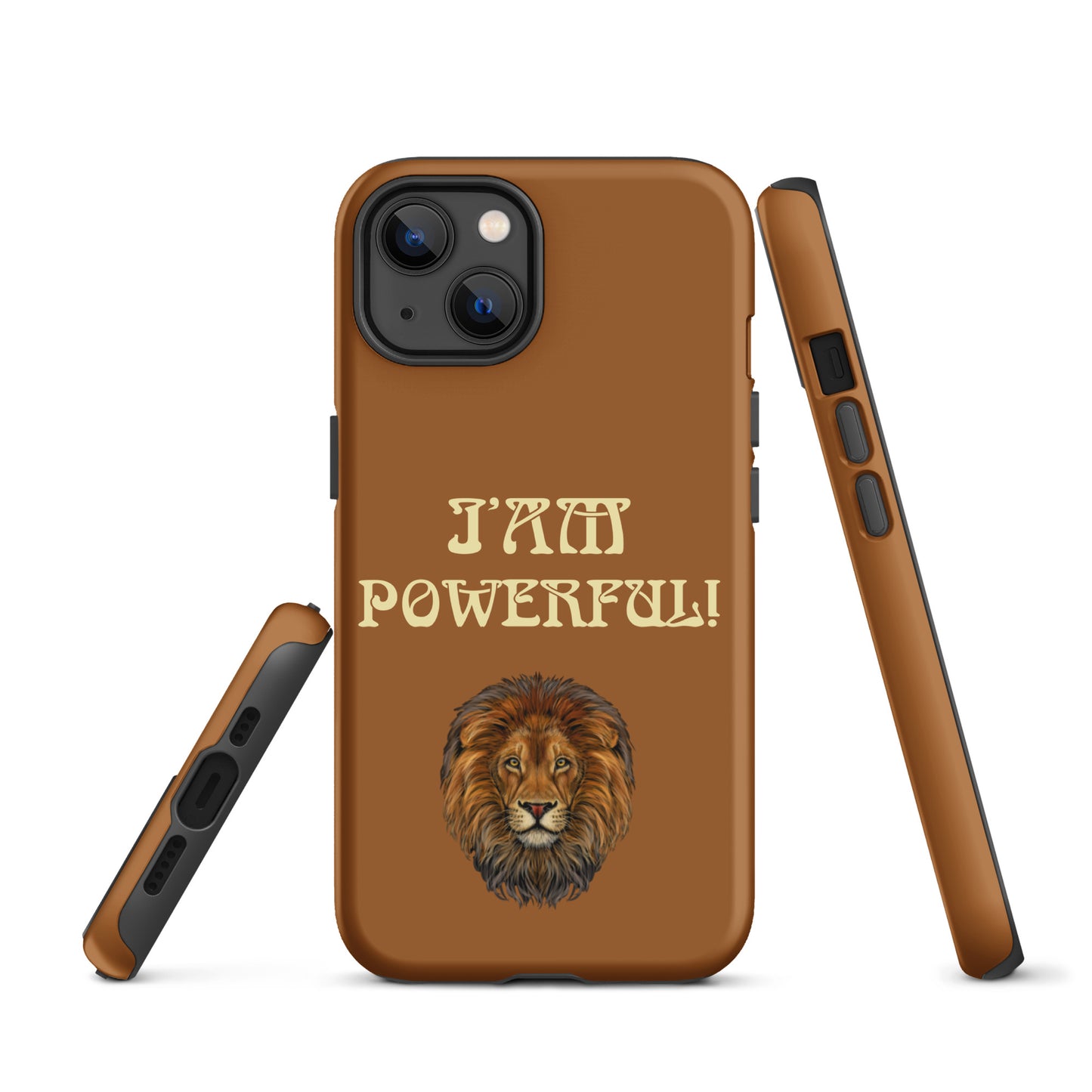 “IAM POWERFUL!”Brown Tough Case for iPhone® W/Banana Font