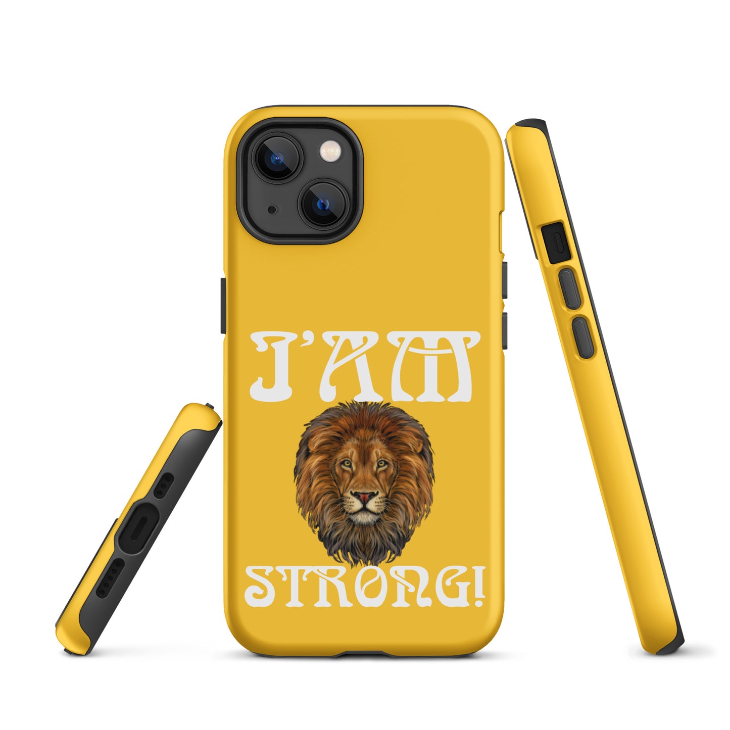 “I’AM STRONG!”Yellow Tough Case for iPhone® W/White Font