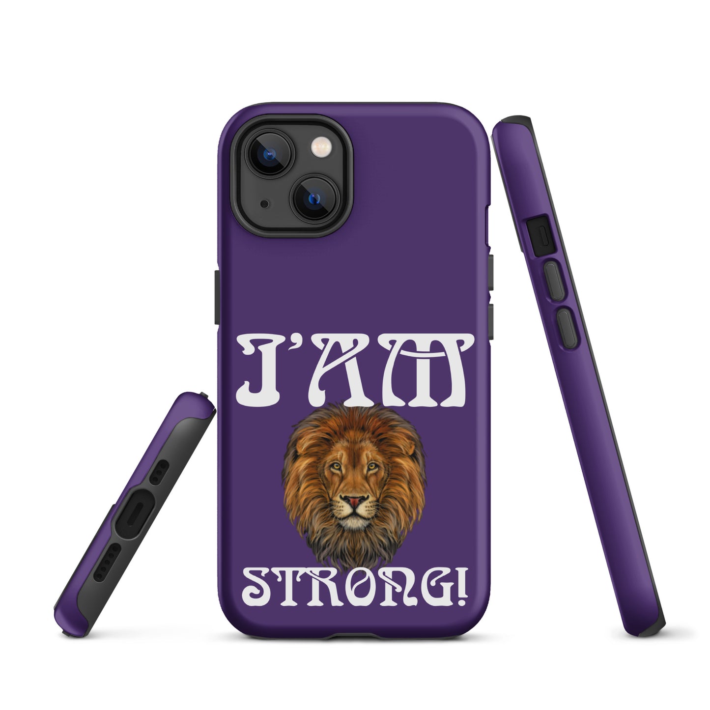 “I’AM STRONG!” Purple Tough Case for iPhone® W/White Font