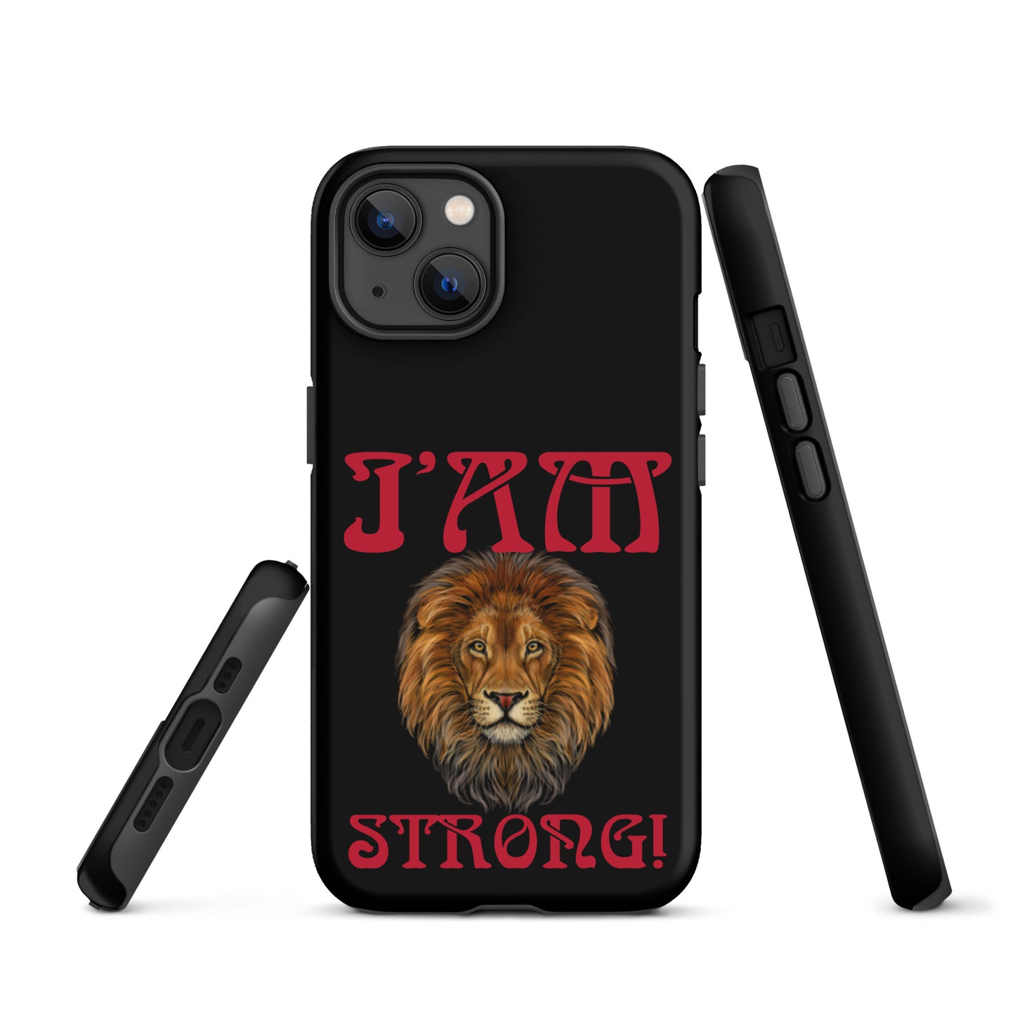 “I’AM STRONG!” Black Tough Case for iPhone® W/Red Font