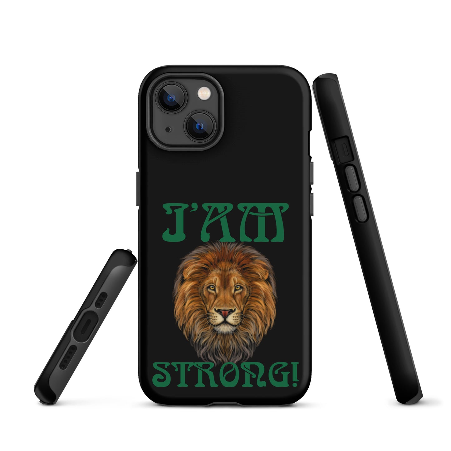 “I’AM STRONG!” Black Tough Case for iPhone® W/Green Font