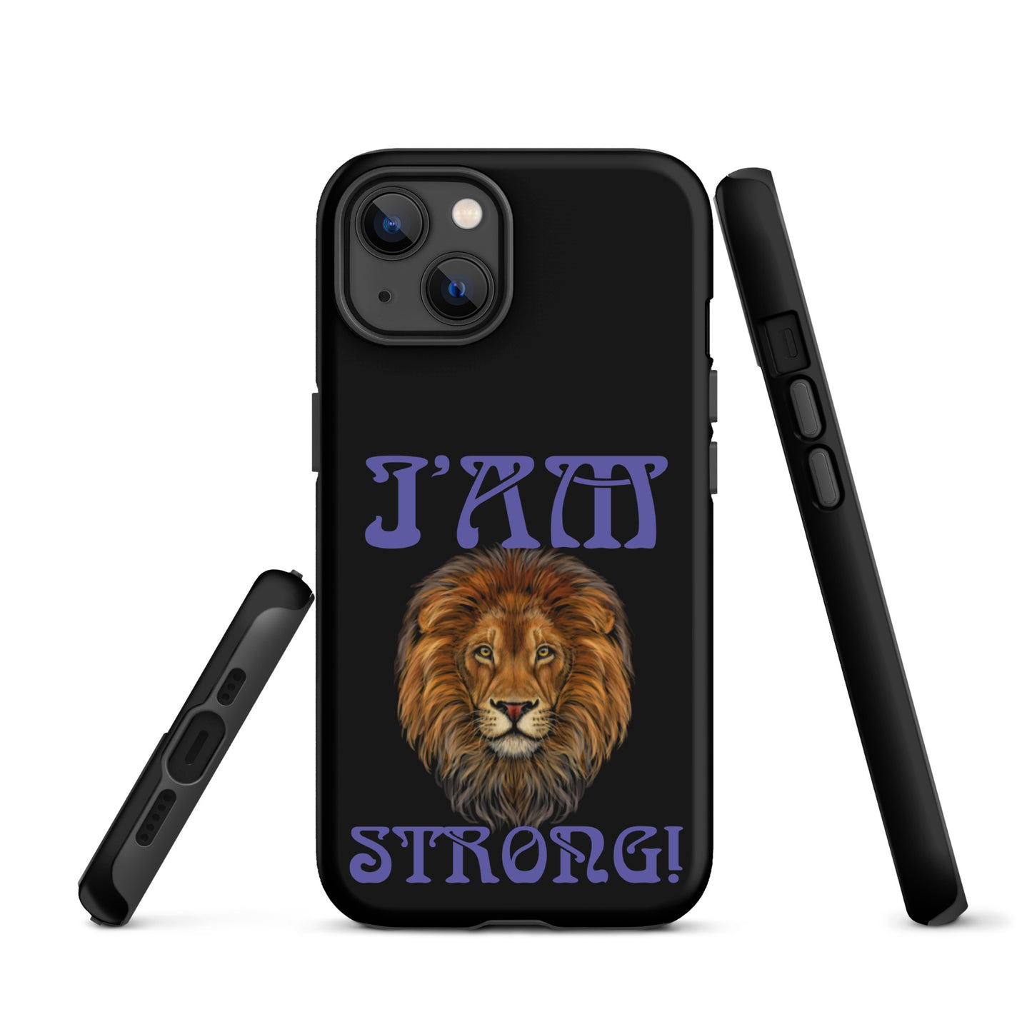 “I’AM STRONG!” Black Tough Case for iPhone® W/Purple Font