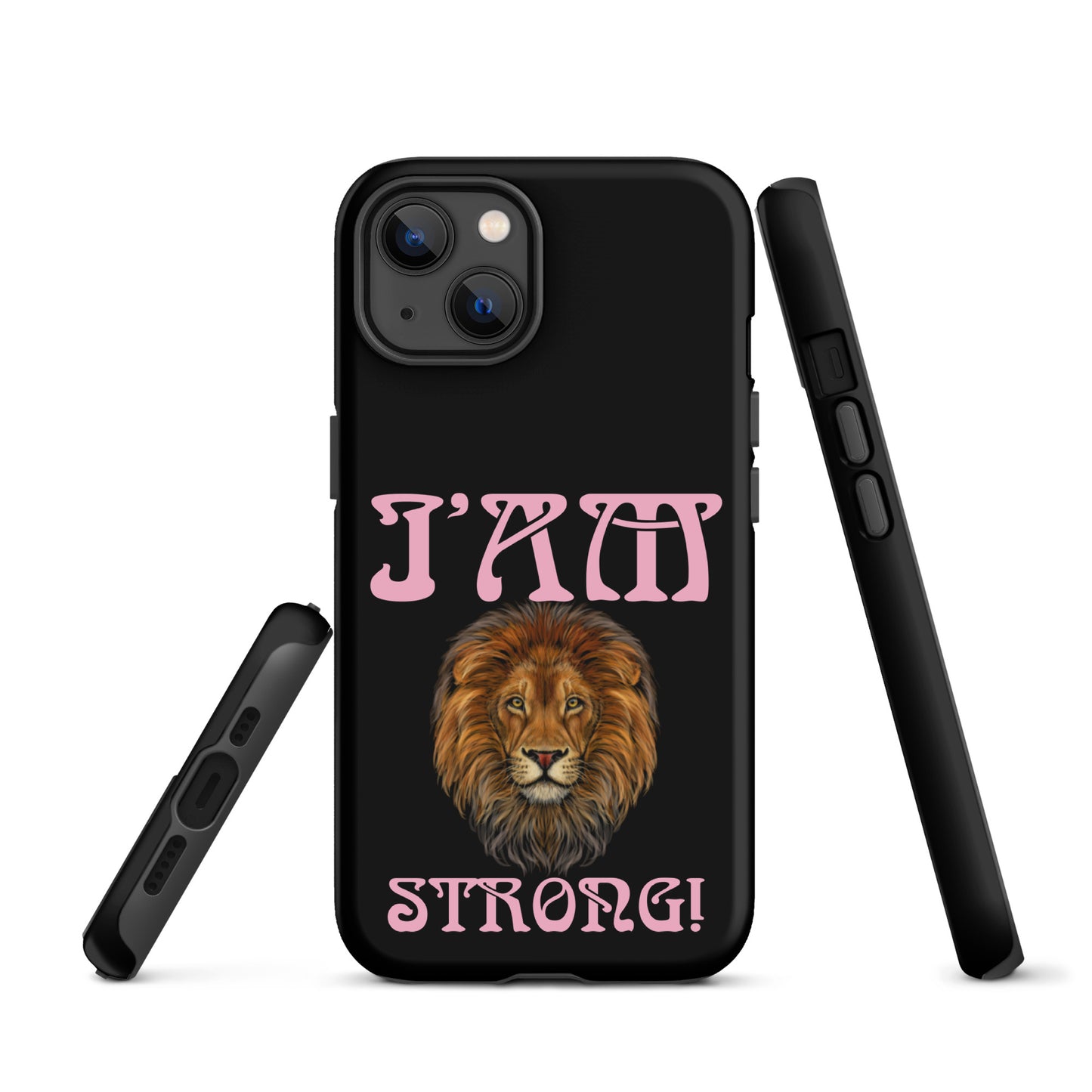 “I’AM STRONG!” Black Tough Case for iPhone® W/Cotton Candy Font