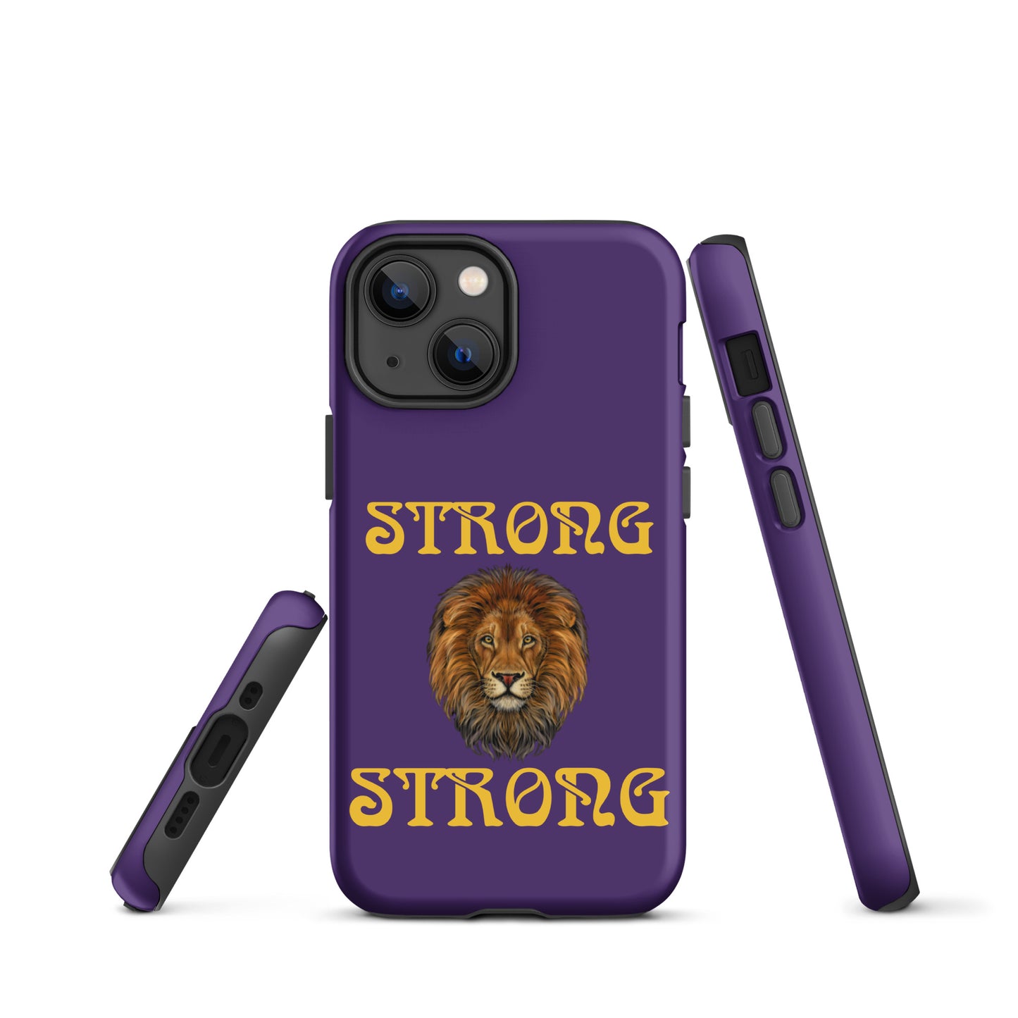 “STRONG”Purple DoubleView Tough Case for iPhone® W/Yellow Font