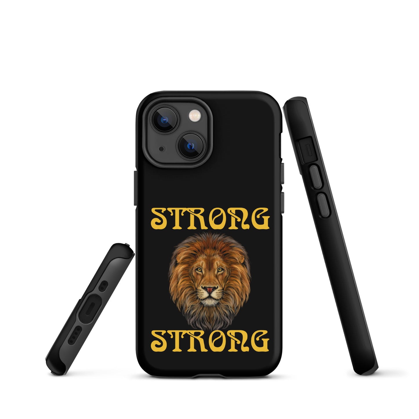 “STRONG”Black DoubleView Tough Case for iPhone®W/Yellow Font