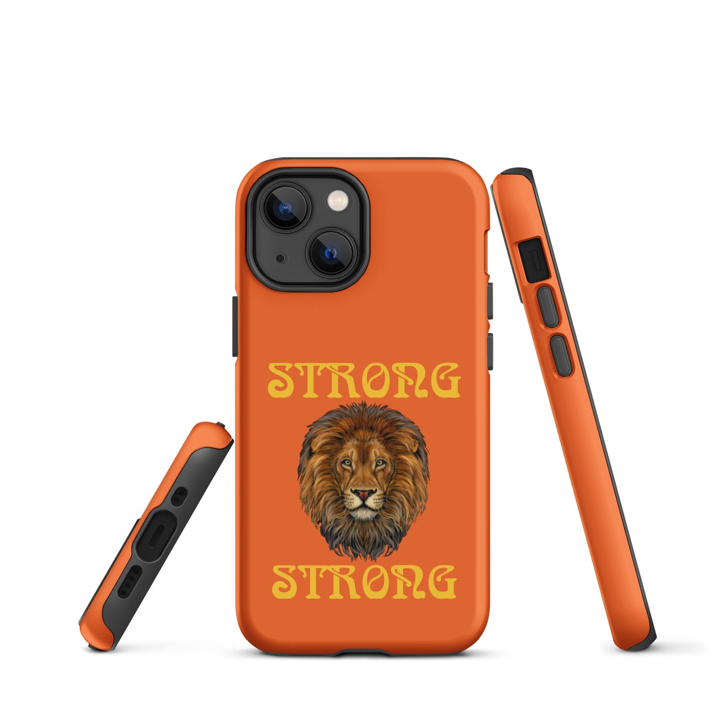 “STRONG”Orange DoubleView Tough Case for iPhone®W/Yellow Font