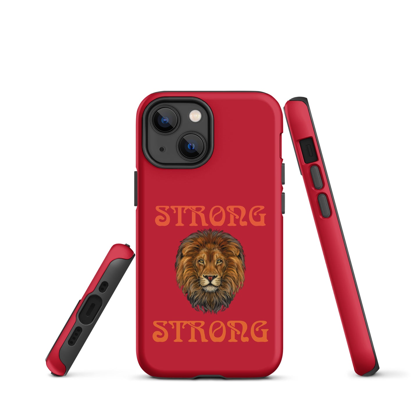 “STRONG”Red DoubleView Tough Case for iPhone® W/Orange Font