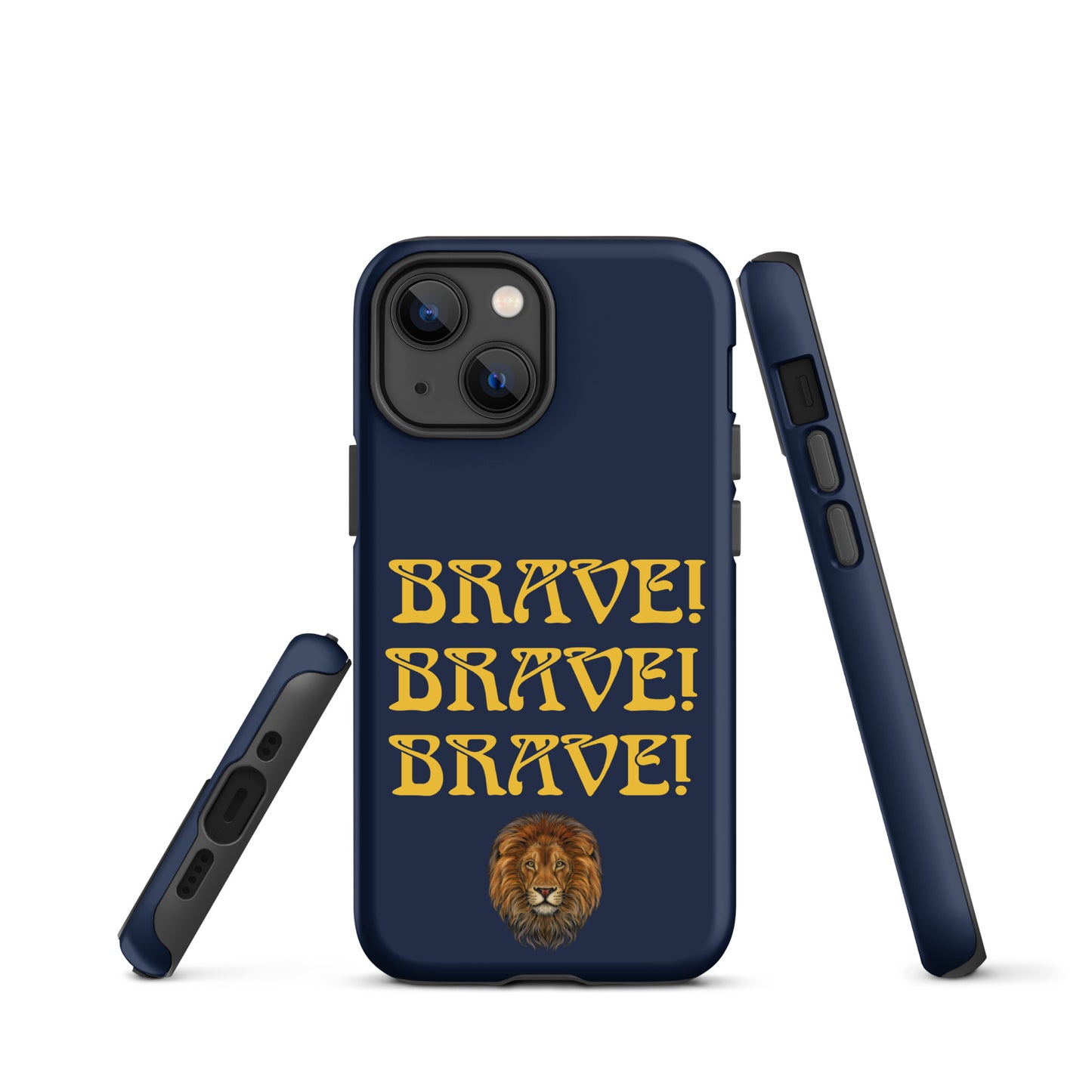“BRAVE!Navy Tough Case for iPhone® W/Triple Yellow Font