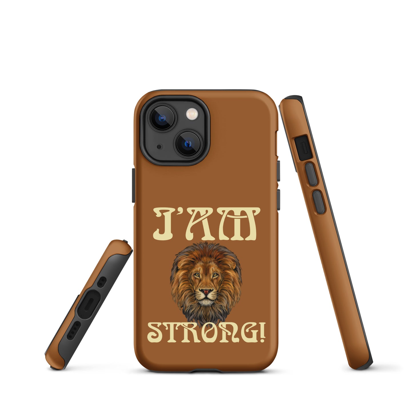 “I’AM STRONG!”Brown Tough Case for iPhone® W/Banana Font