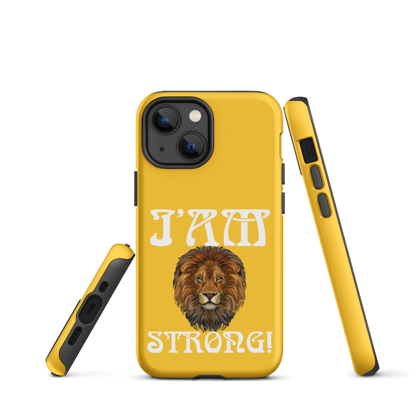 “I’AM STRONG!”Yellow Tough Case for iPhone® W/White Font