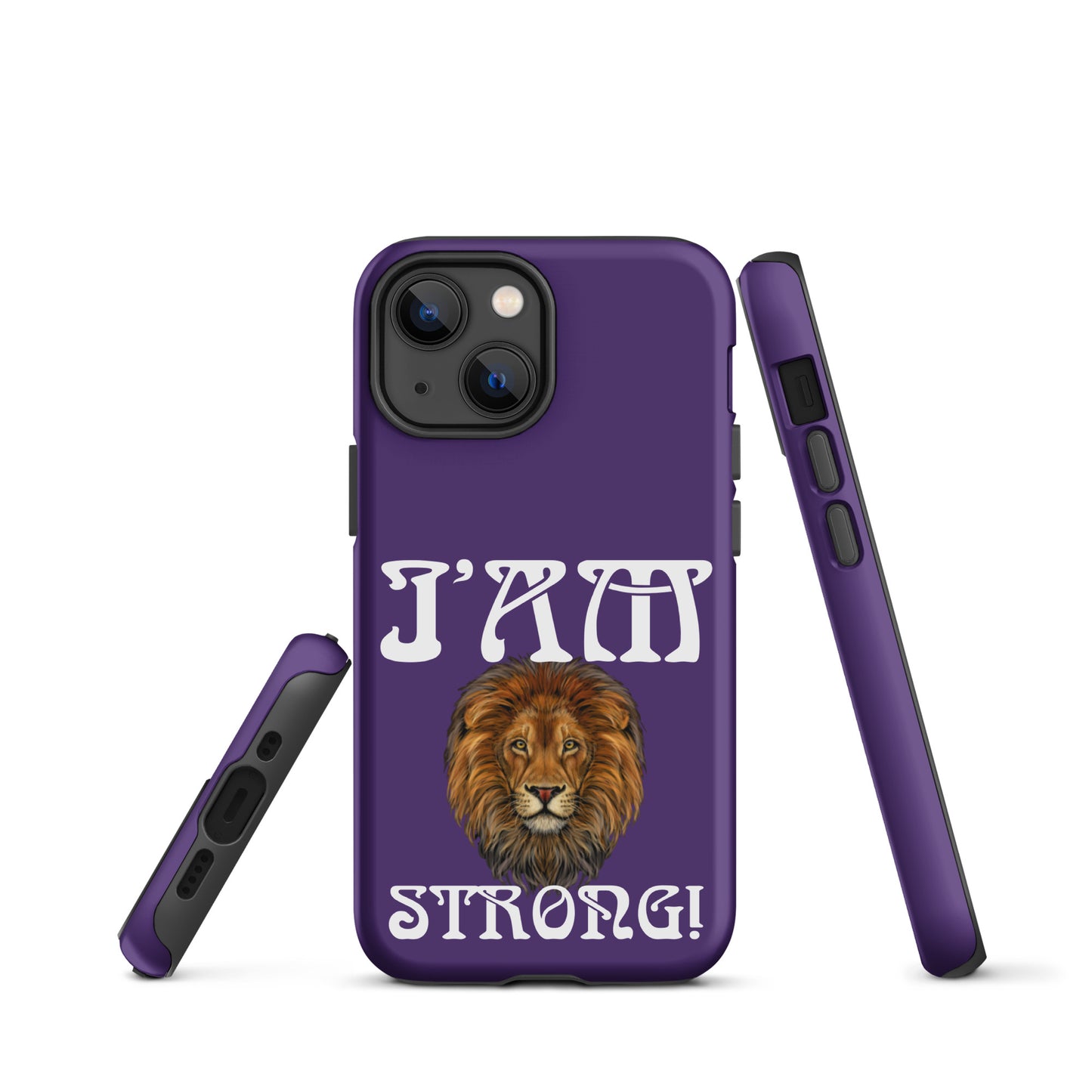 “I’AM STRONG!” Purple Tough Case for iPhone® W/White Font