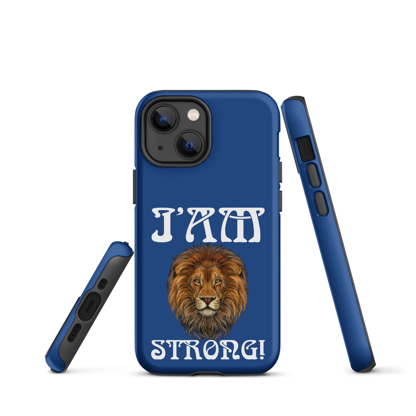 “I’AM STRONG!” Blue Tough Case for iPhone® W/White Font