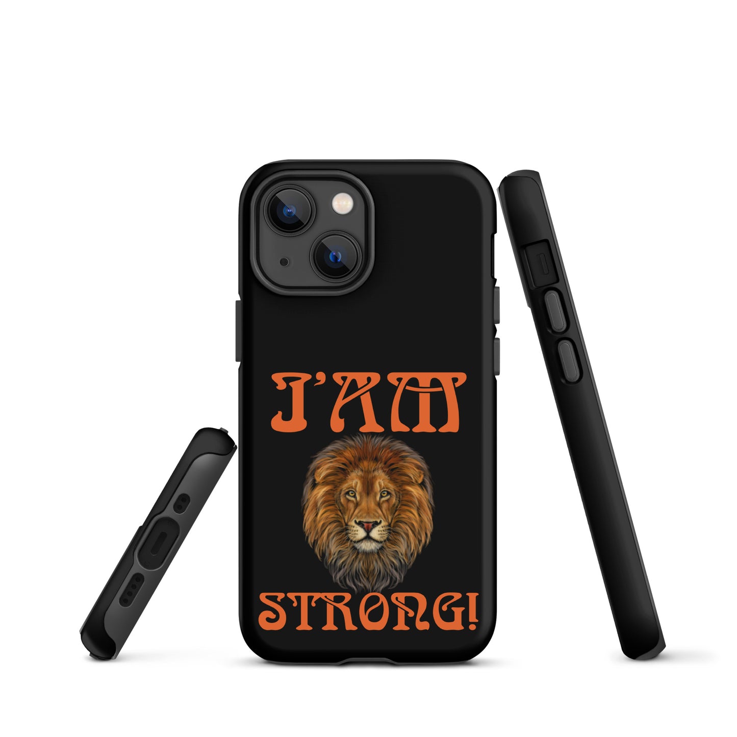 “I’AM STRONG!” Black Tough Case for iPhone® W/Orange Font