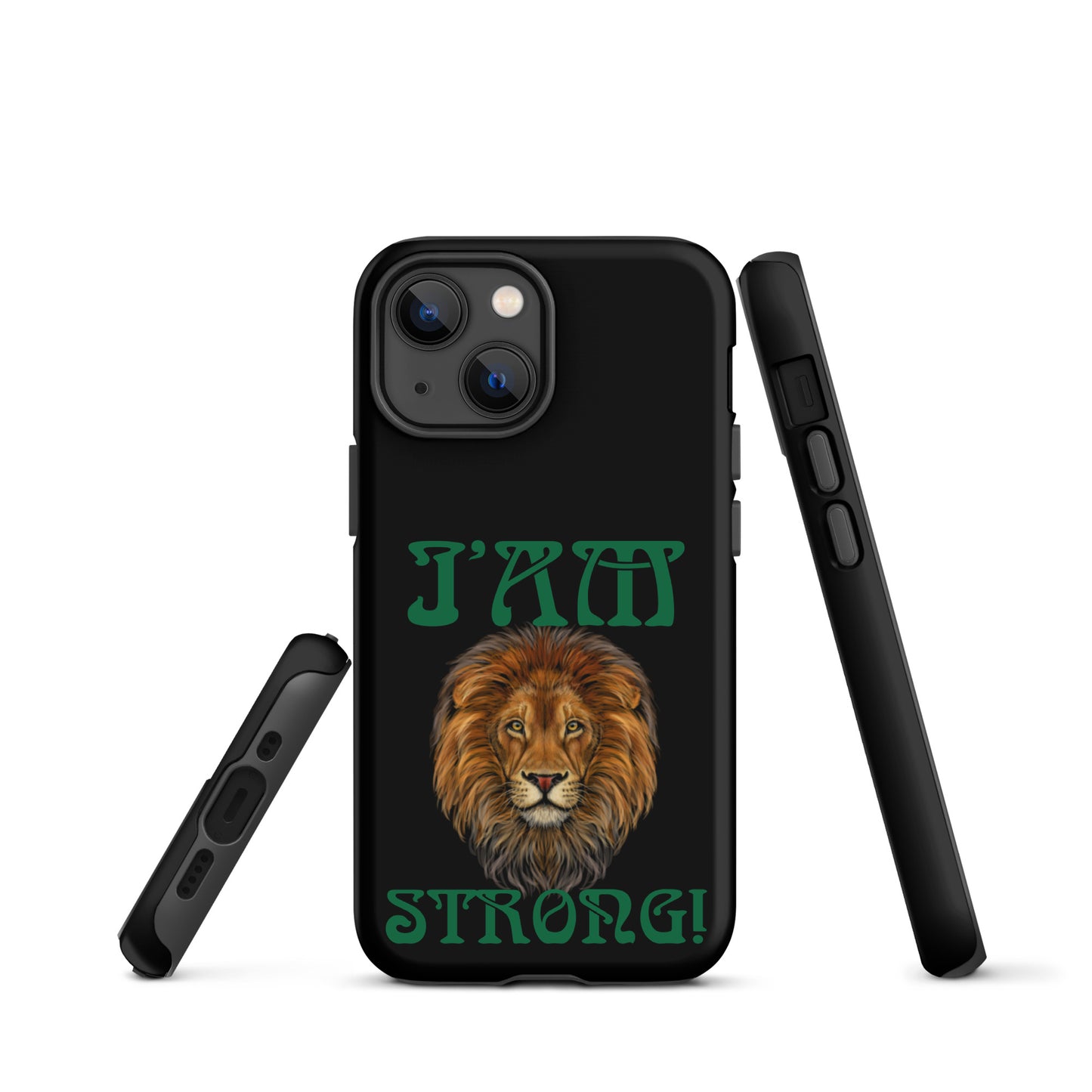 “I’AM STRONG!” Black Tough Case for iPhone® W/Green Font