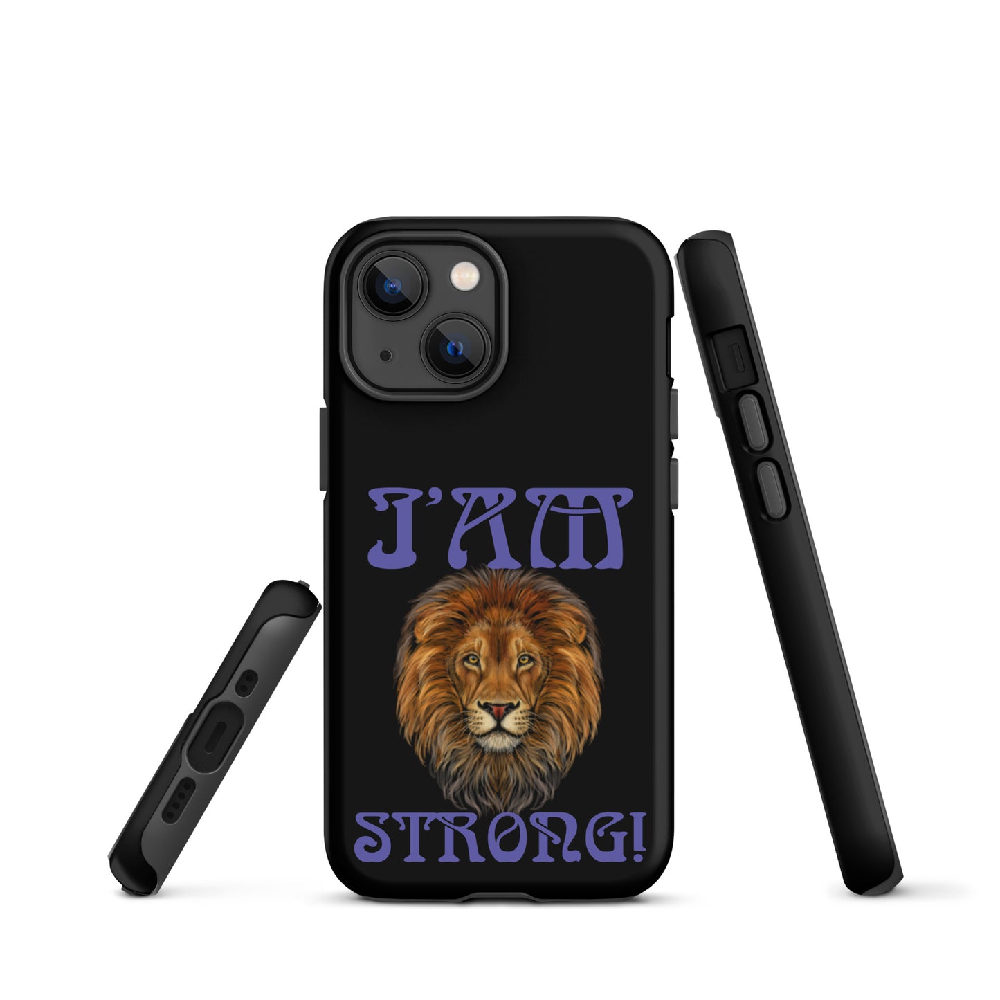 “I’AM STRONG!” Black Tough Case for iPhone® W/Purple Font