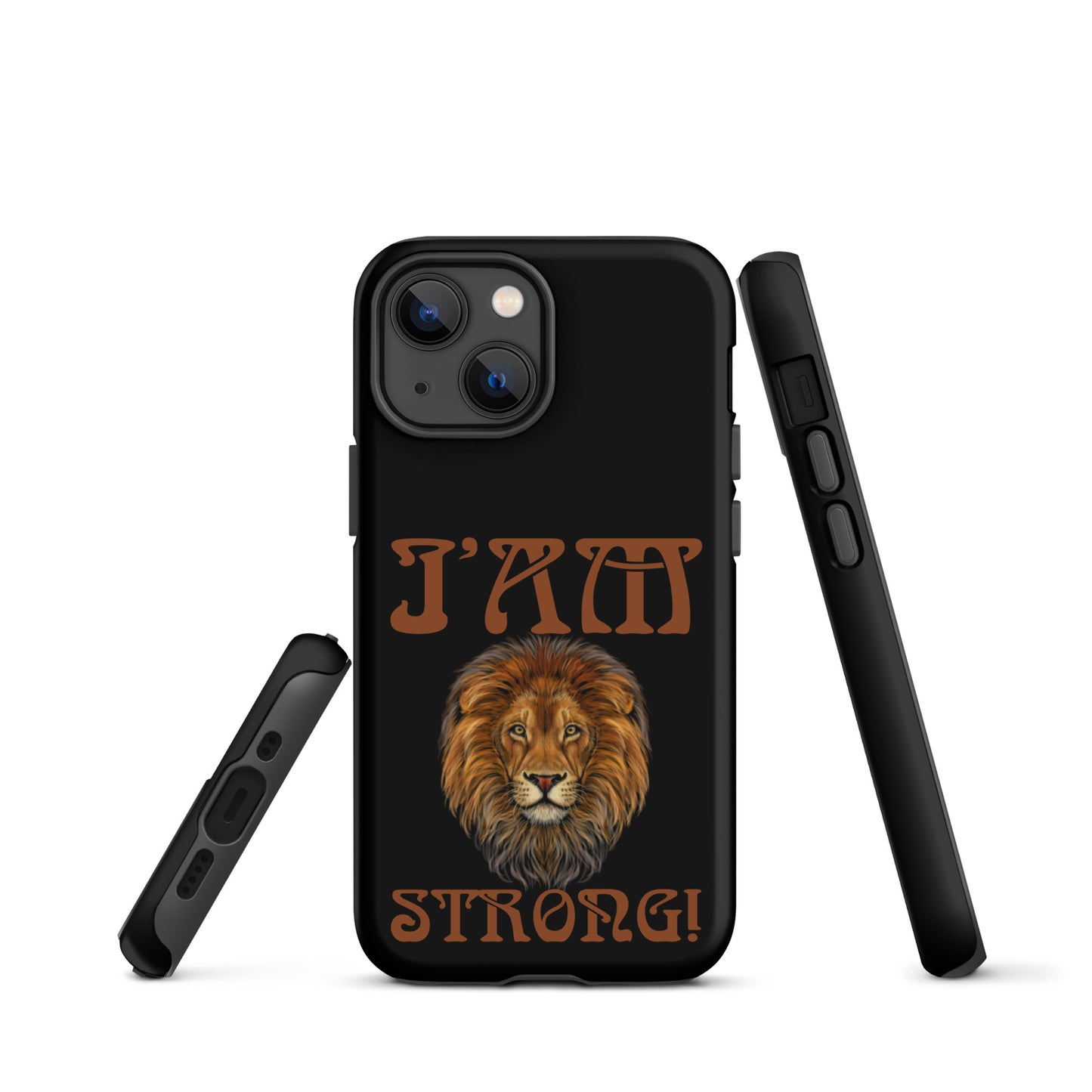“I’AM STRONG!” Black Tough Case for iPhone® W/Brown Font
