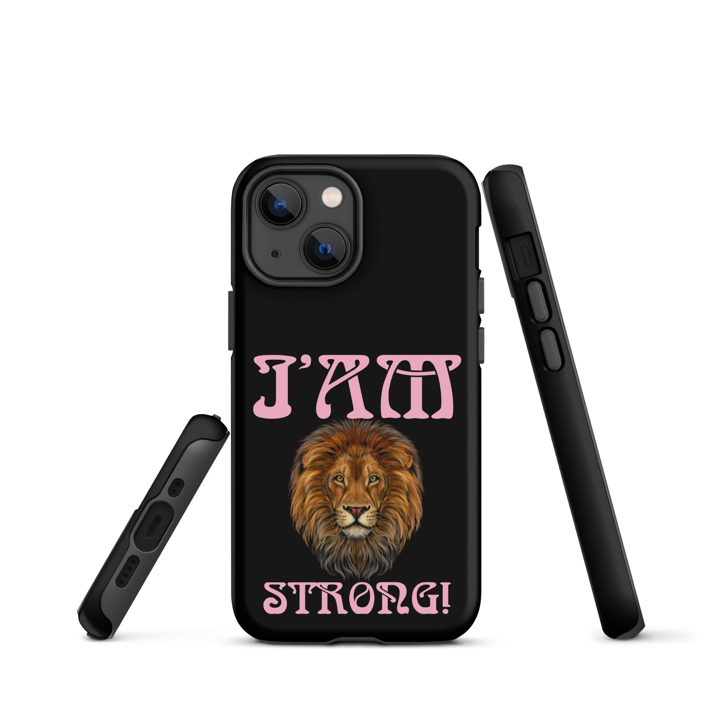 “I’AM STRONG!” Black Tough Case for iPhone® W/Cotton Candy Font