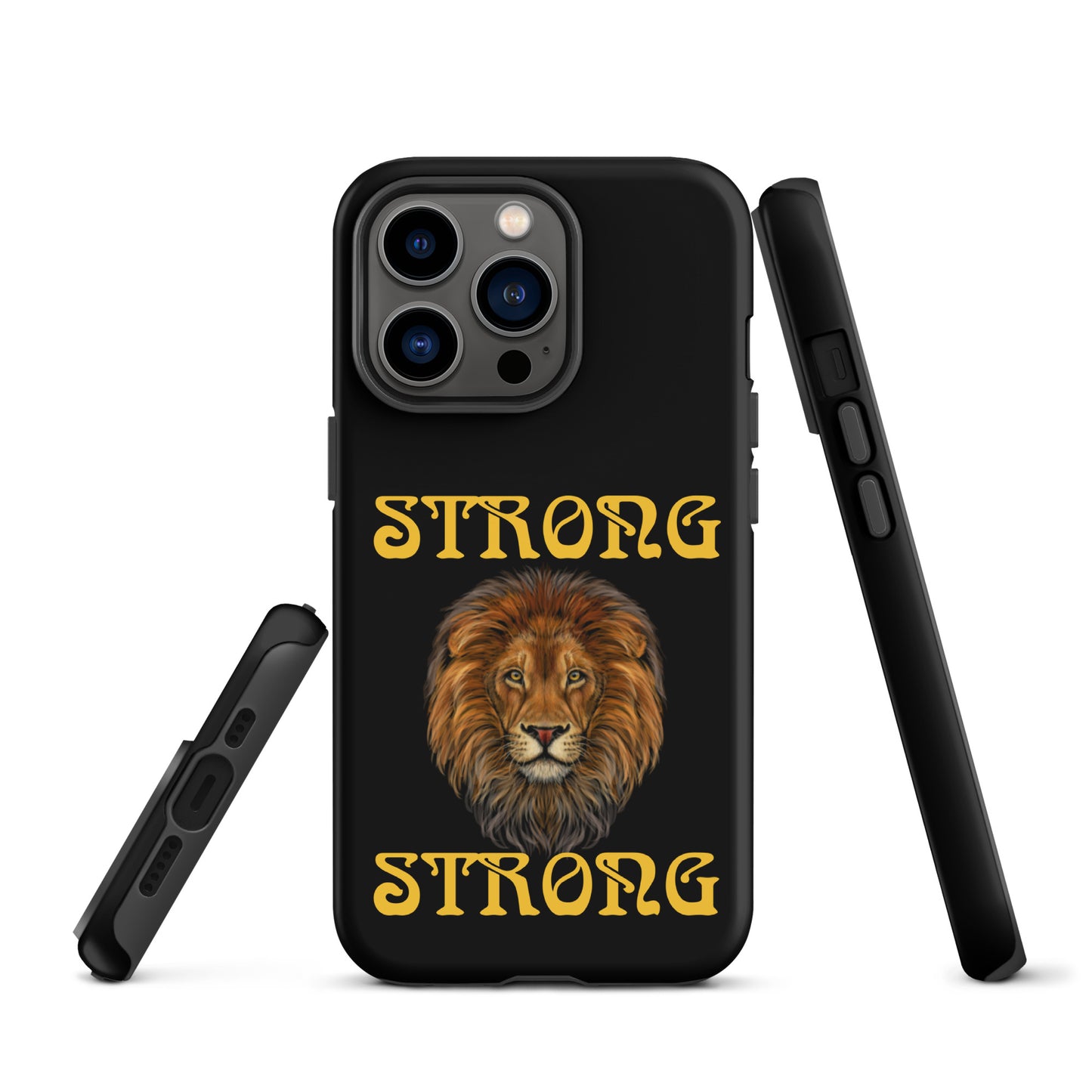 “STRONG”Black DoubleView Tough Case for iPhone®W/Yellow Font