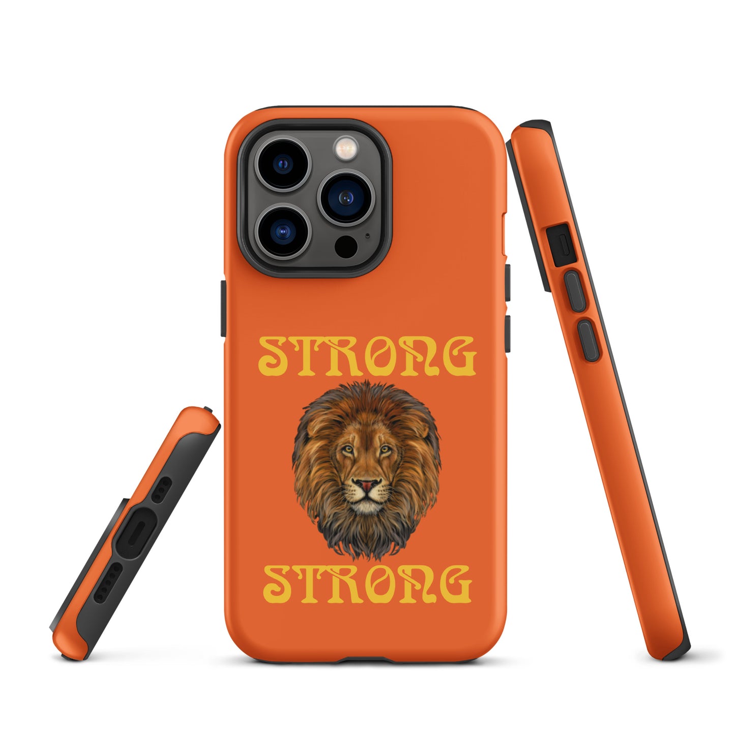 “STRONG”Orange DoubleView Tough Case for iPhone®W/Yellow Font