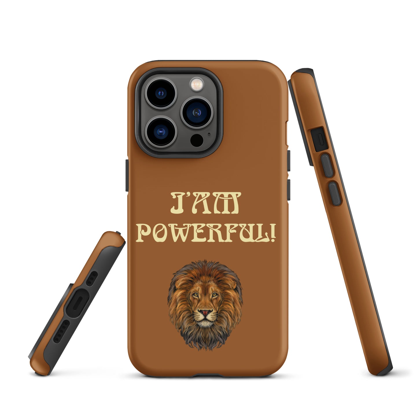 “IAM POWERFUL!”Brown Tough Case for iPhone® W/Banana Font