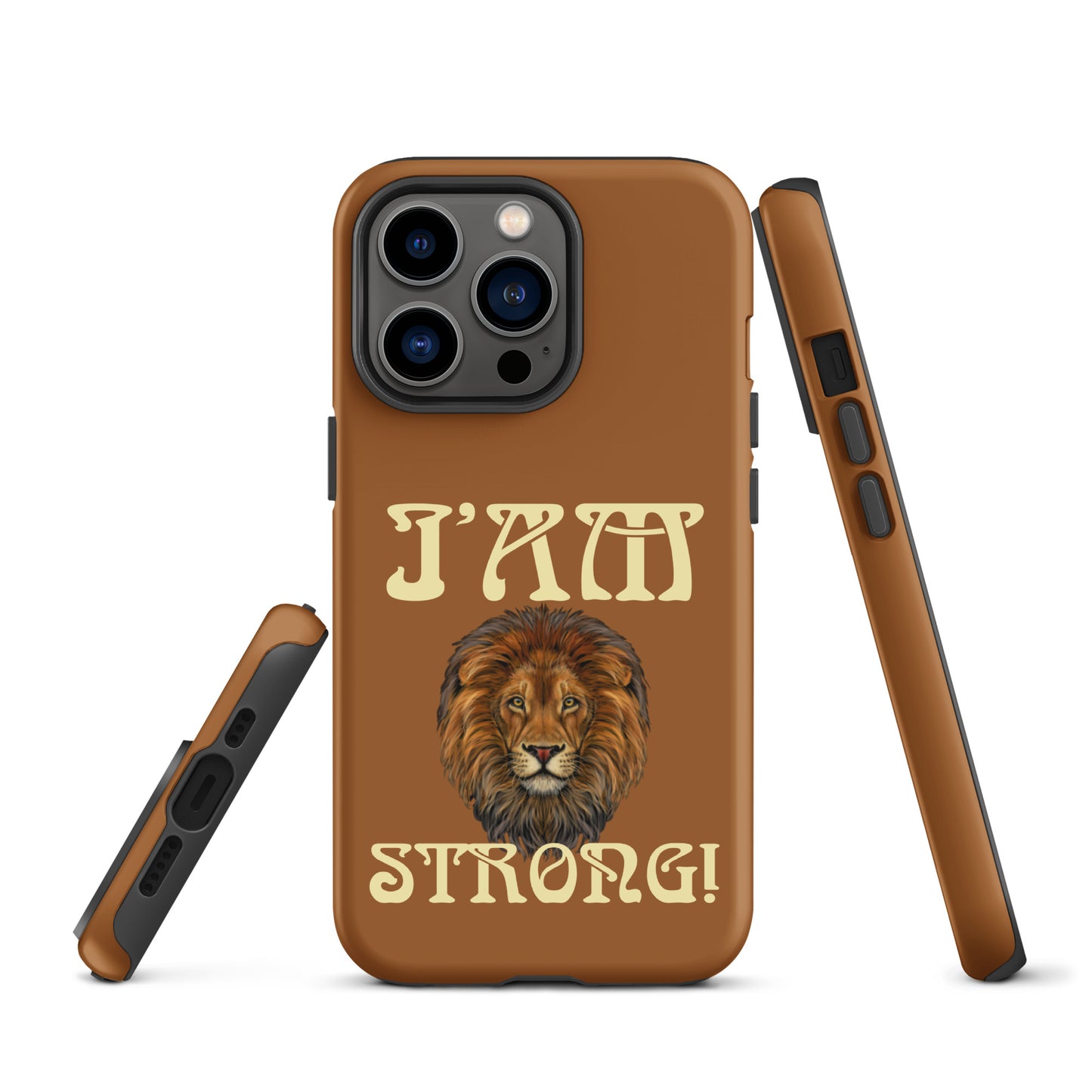“I’AM STRONG!”Brown Tough Case for iPhone® W/Banana Font
