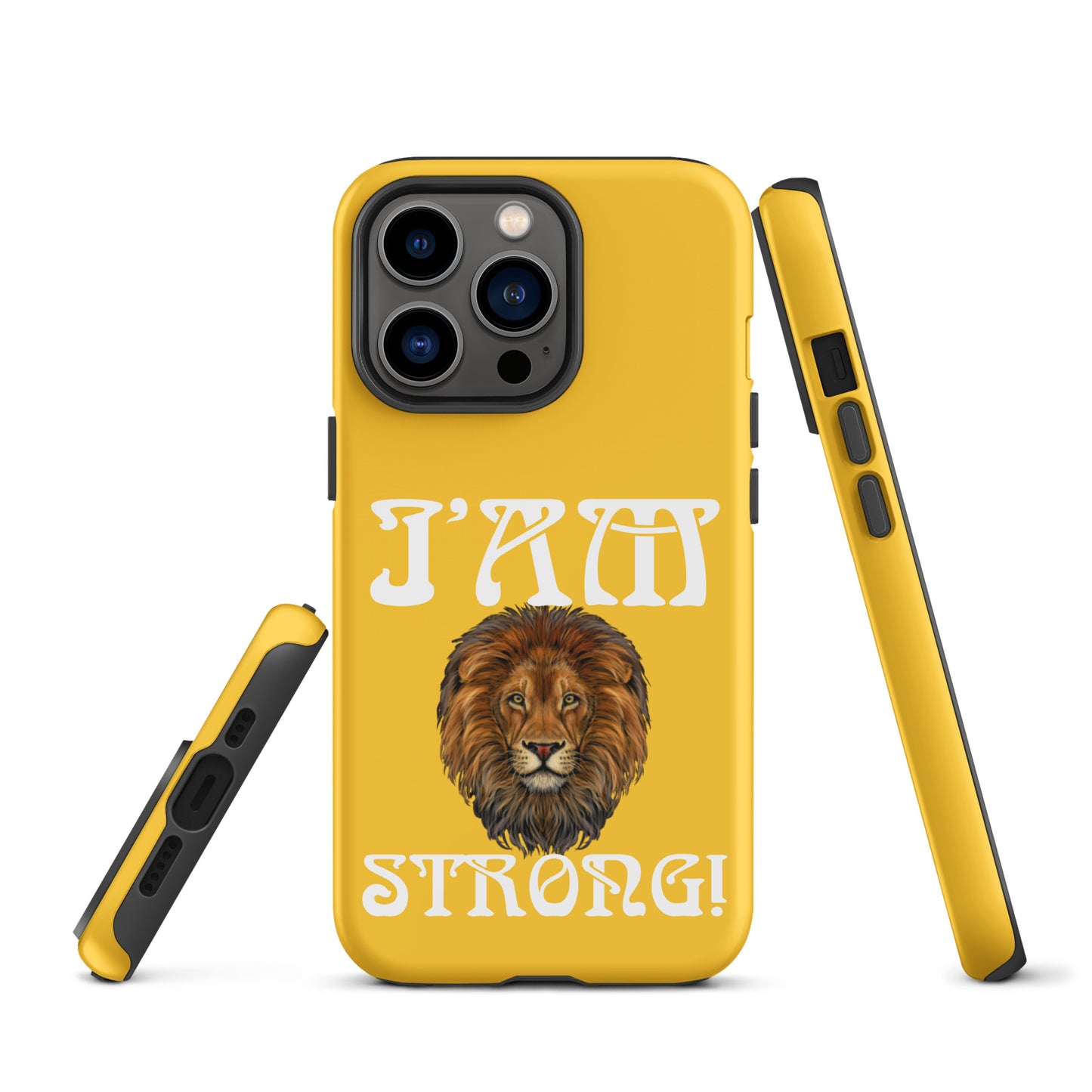 “I’AM STRONG!”Yellow Tough Case for iPhone® W/White Font