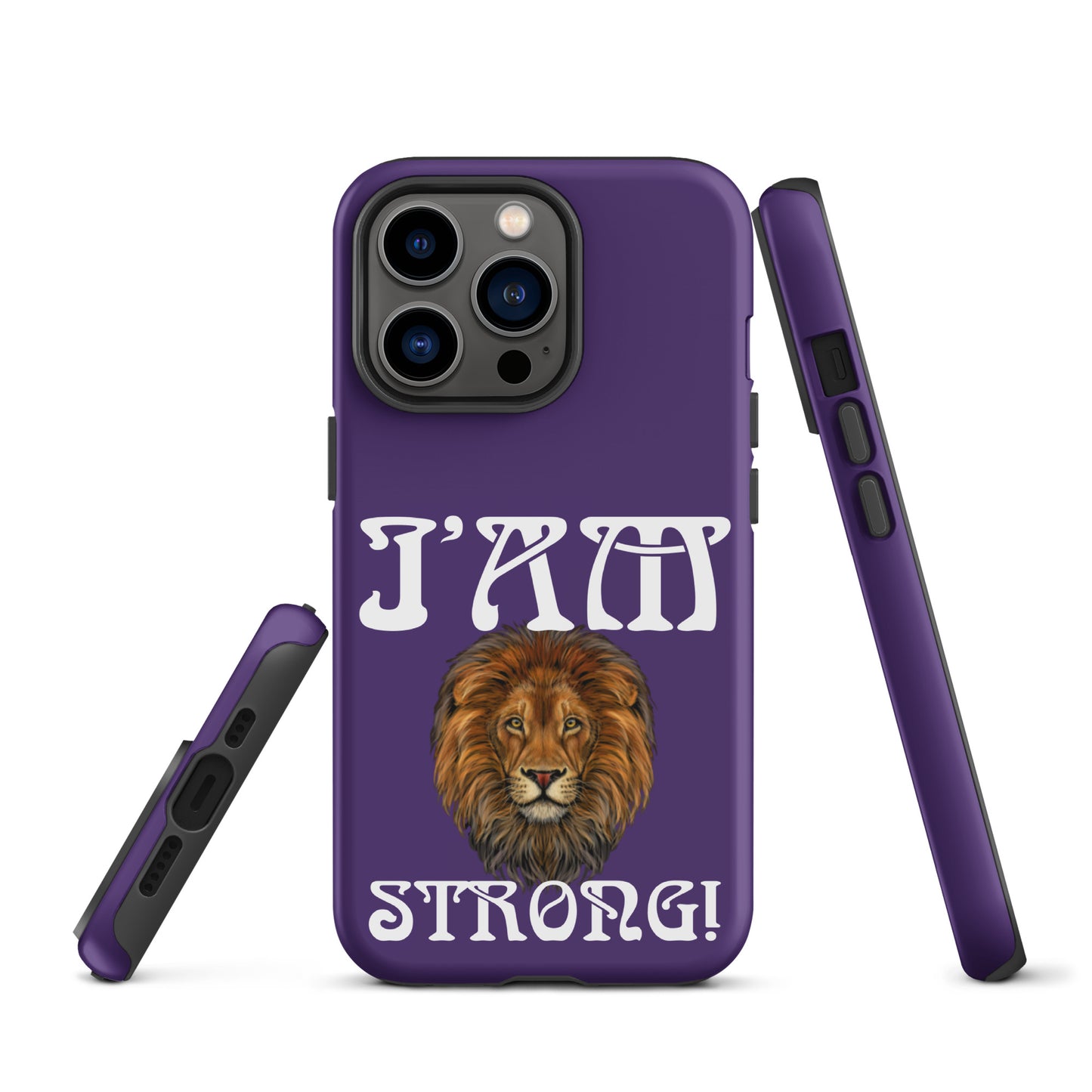“I’AM STRONG!” Purple Tough Case for iPhone® W/White Font