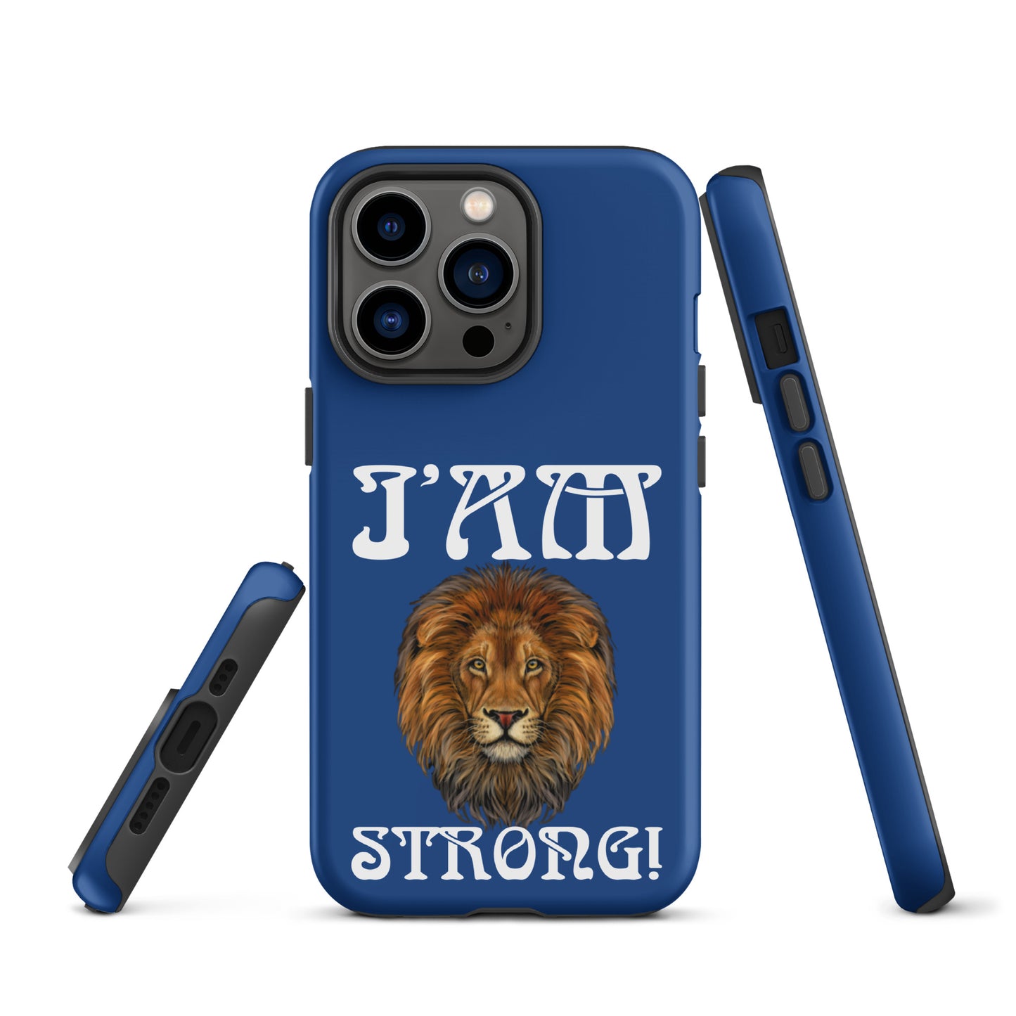 “I’AM STRONG!” Blue Tough Case for iPhone® W/White Font