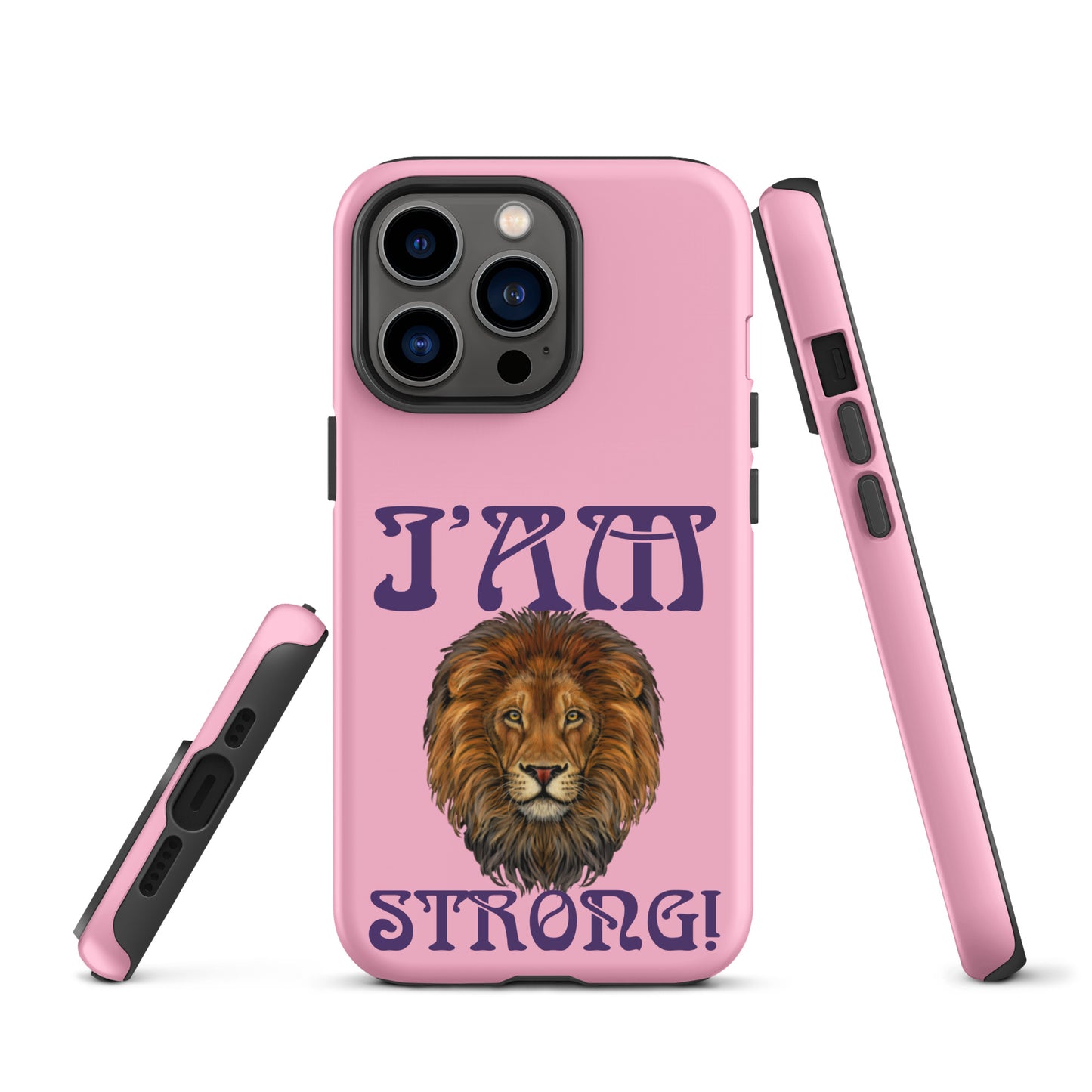 “I’AM STRONG!”Cotton Candy Tough Case for iPhone® W/Purple Font