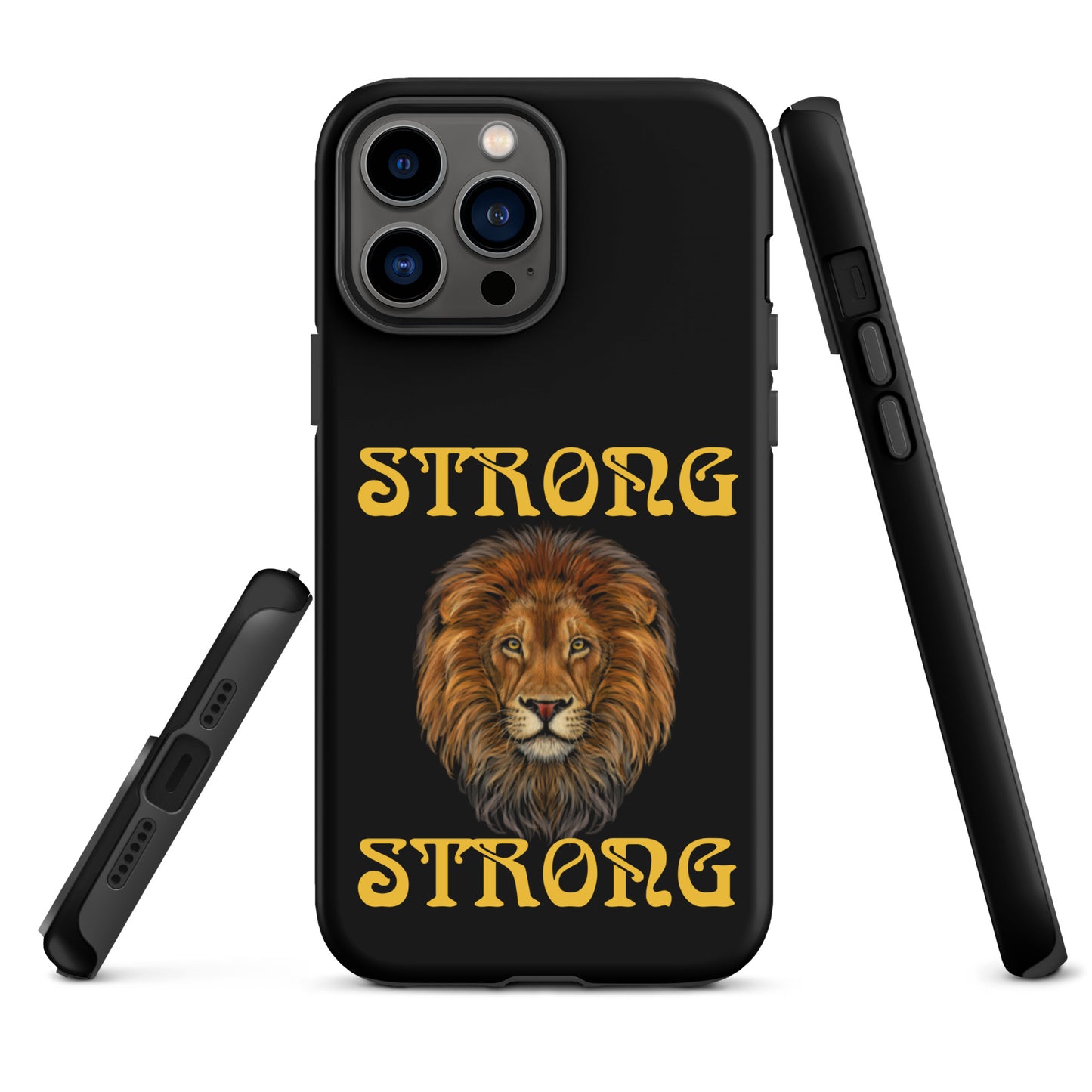 “STRONG”Black DoubleView Tough Case for iPhone®W/Yellow Font