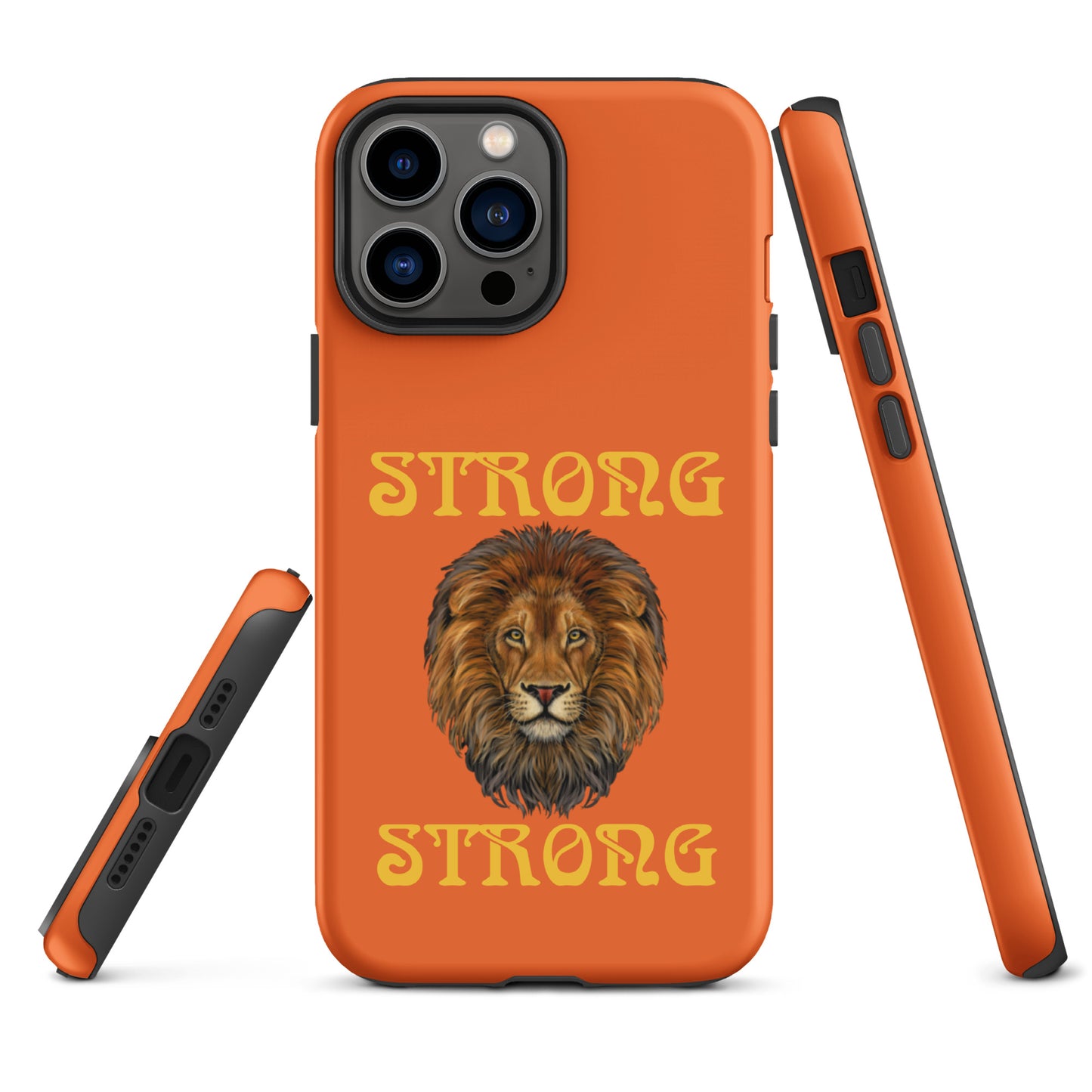 “STRONG”Orange DoubleView Tough Case for iPhone®W/Yellow Font