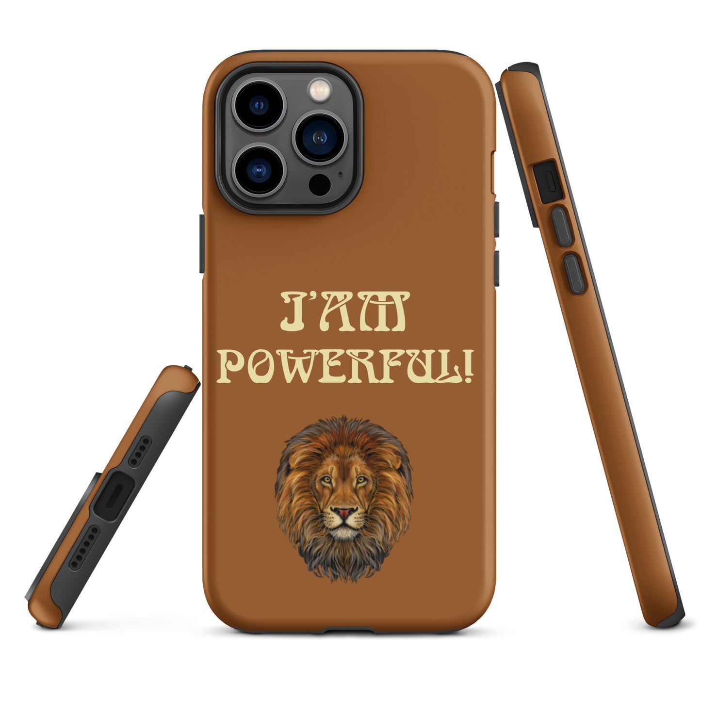 “IAM POWERFUL!”Brown Tough Case for iPhone® W/Banana Font