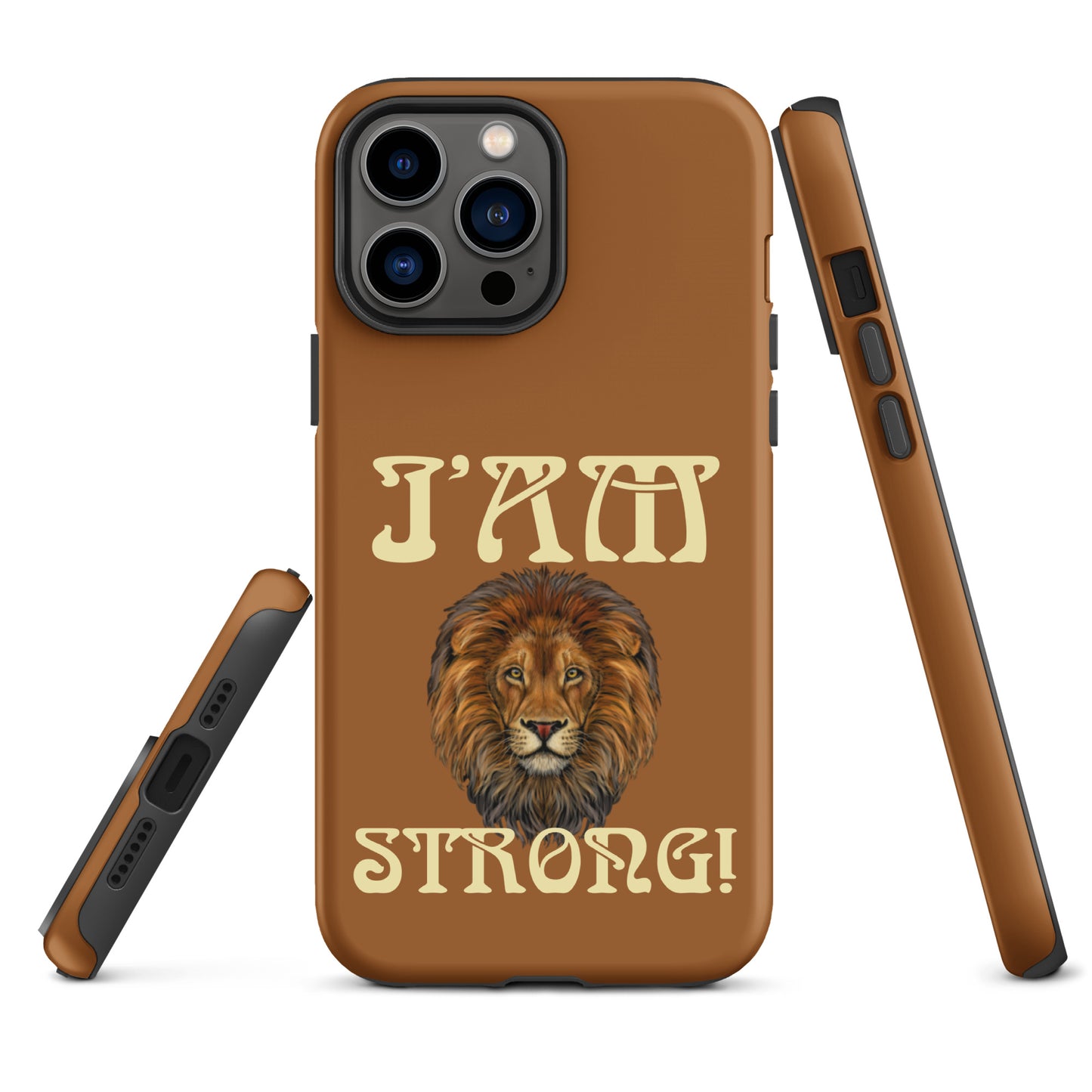 “I’AM STRONG!”Brown Tough Case for iPhone® W/Banana Font