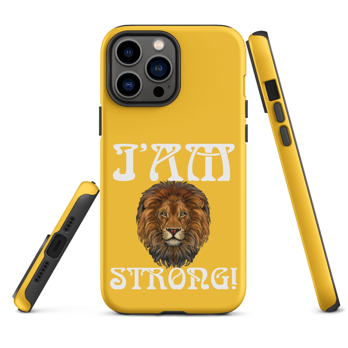 “I’AM STRONG!”Yellow Tough Case for iPhone® W/White Font