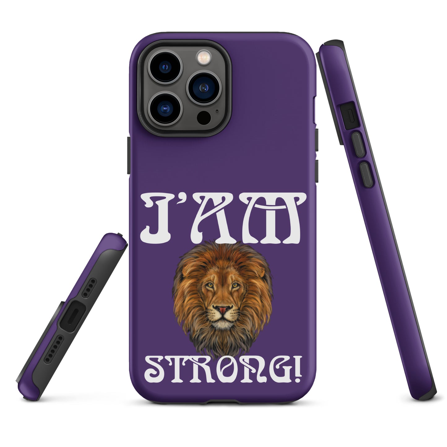 “I’AM STRONG!” Purple Tough Case for iPhone® W/White Font