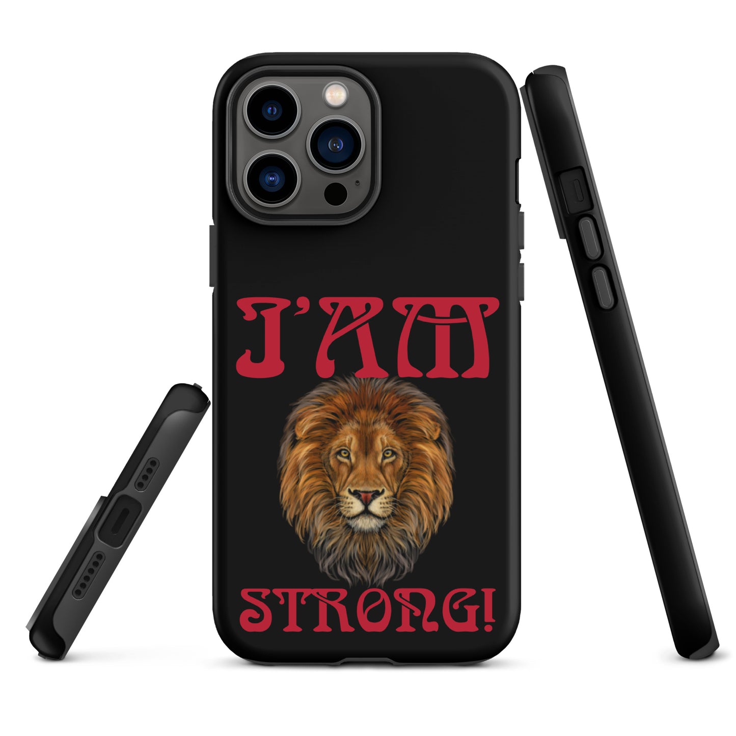 “I’AM STRONG!” Black Tough Case for iPhone® W/Red Font