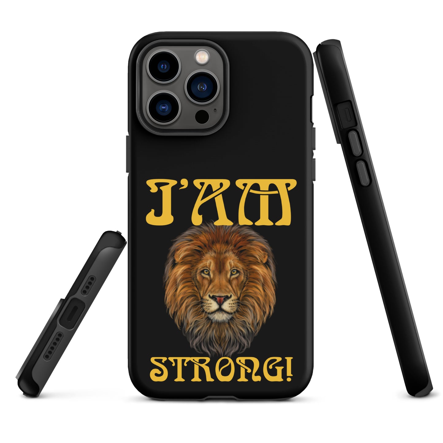 “I’AM STRONG!” Black Tough Case for iPhone® W/Yellow Font
