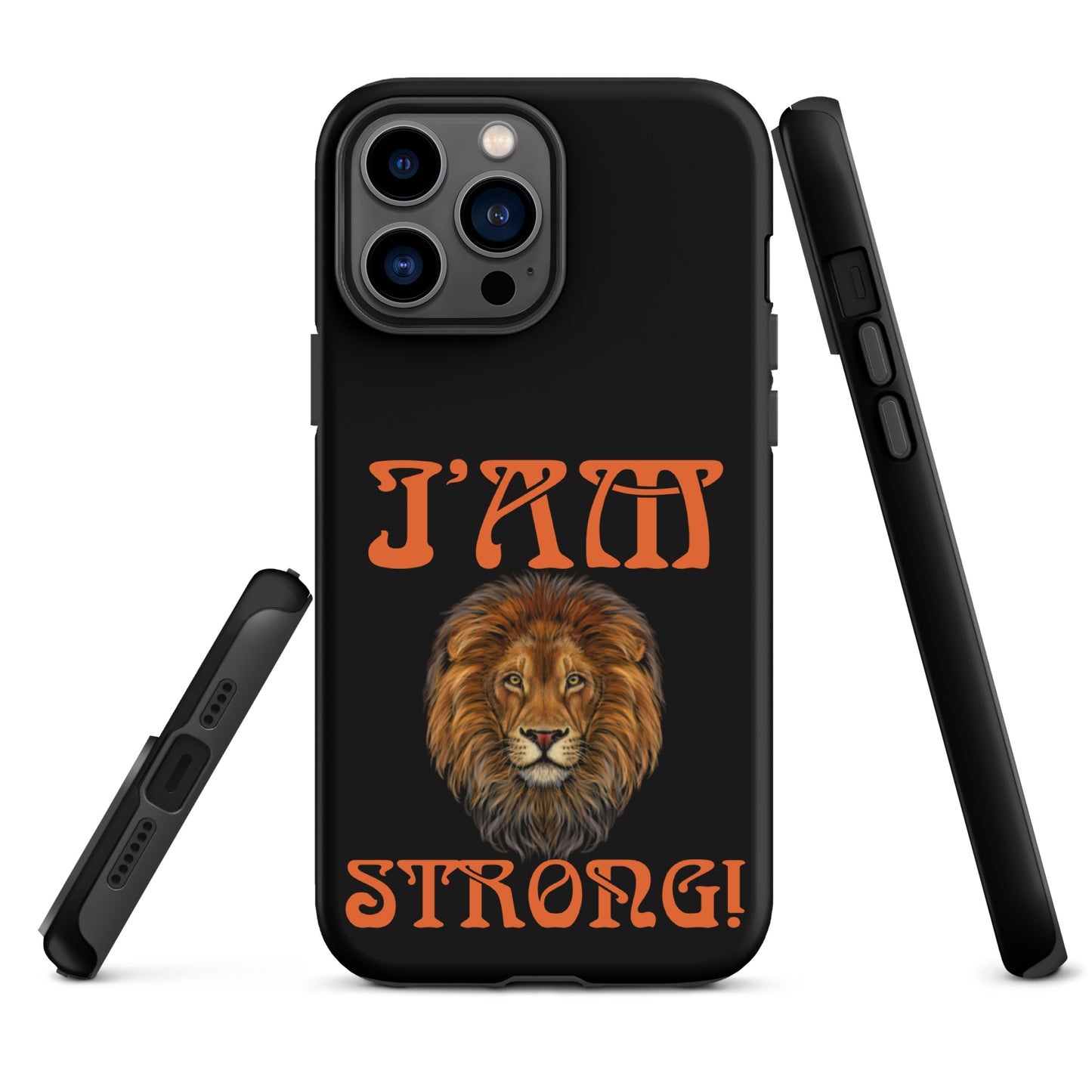 “I’AM STRONG!” Black Tough Case for iPhone® W/Orange Font