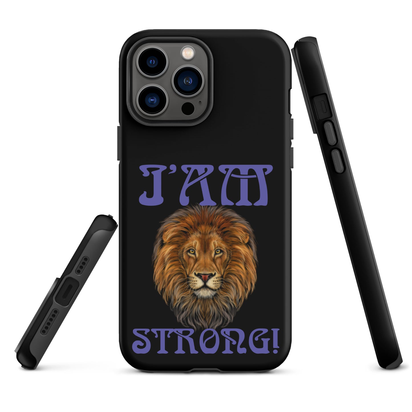 “I’AM STRONG!” Black Tough Case for iPhone® W/Purple Font