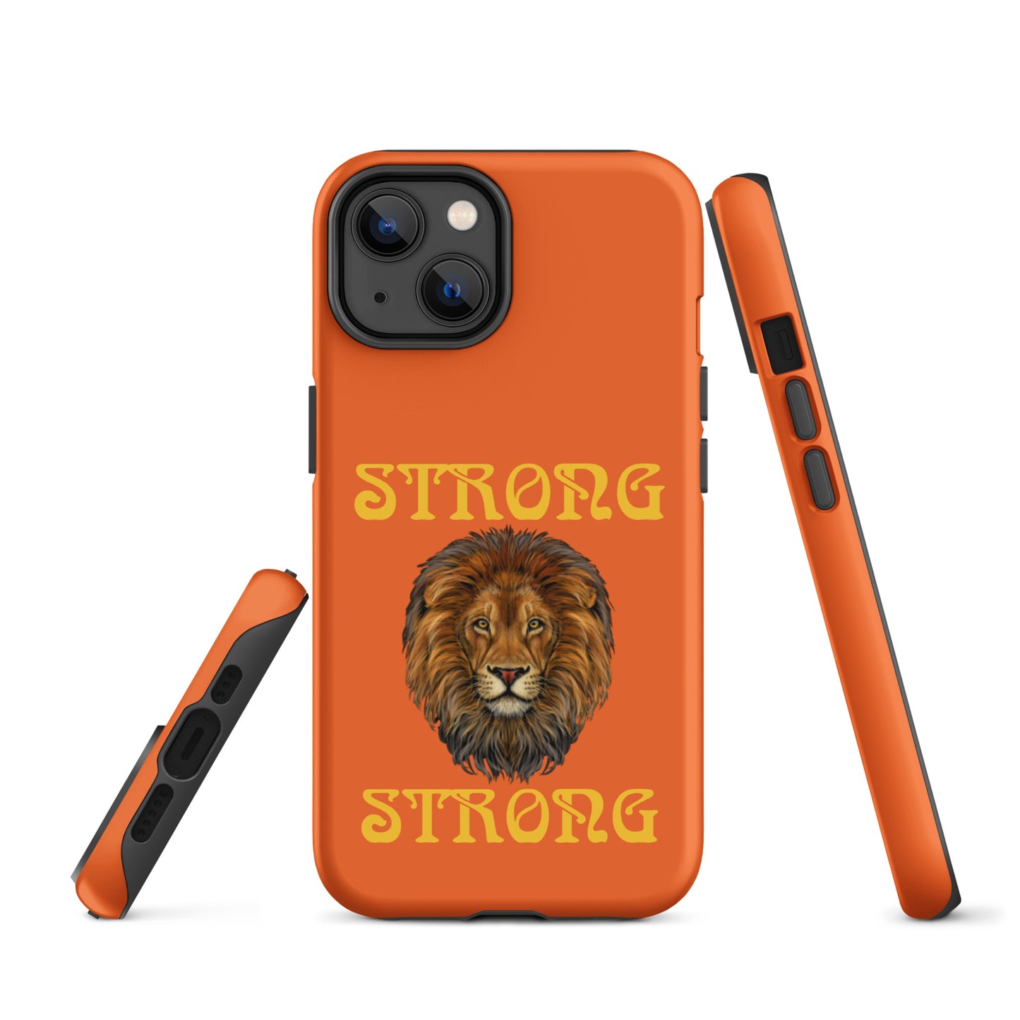 “STRONG”Orange DoubleView Tough Case for iPhone®W/Yellow Font