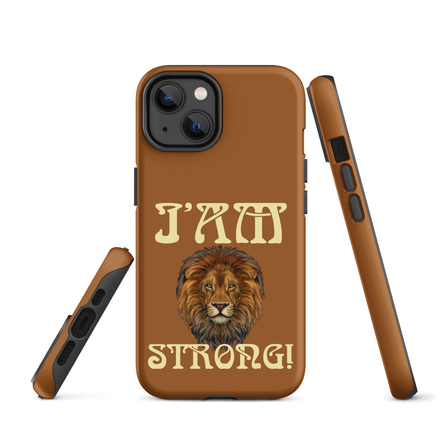 “I’AM STRONG!”Brown Tough Case for iPhone® W/Banana Font