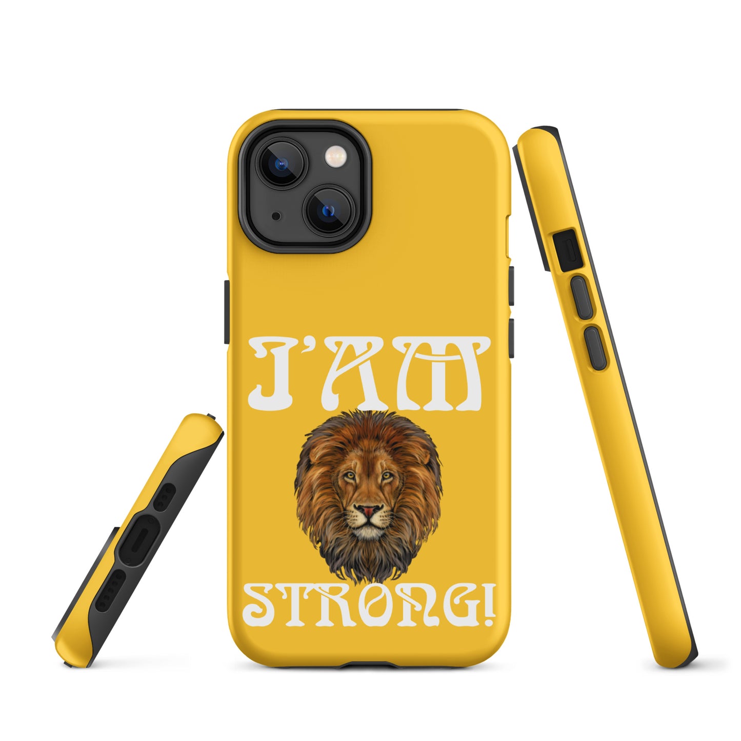 “I’AM STRONG!”Yellow Tough Case for iPhone® W/White Font