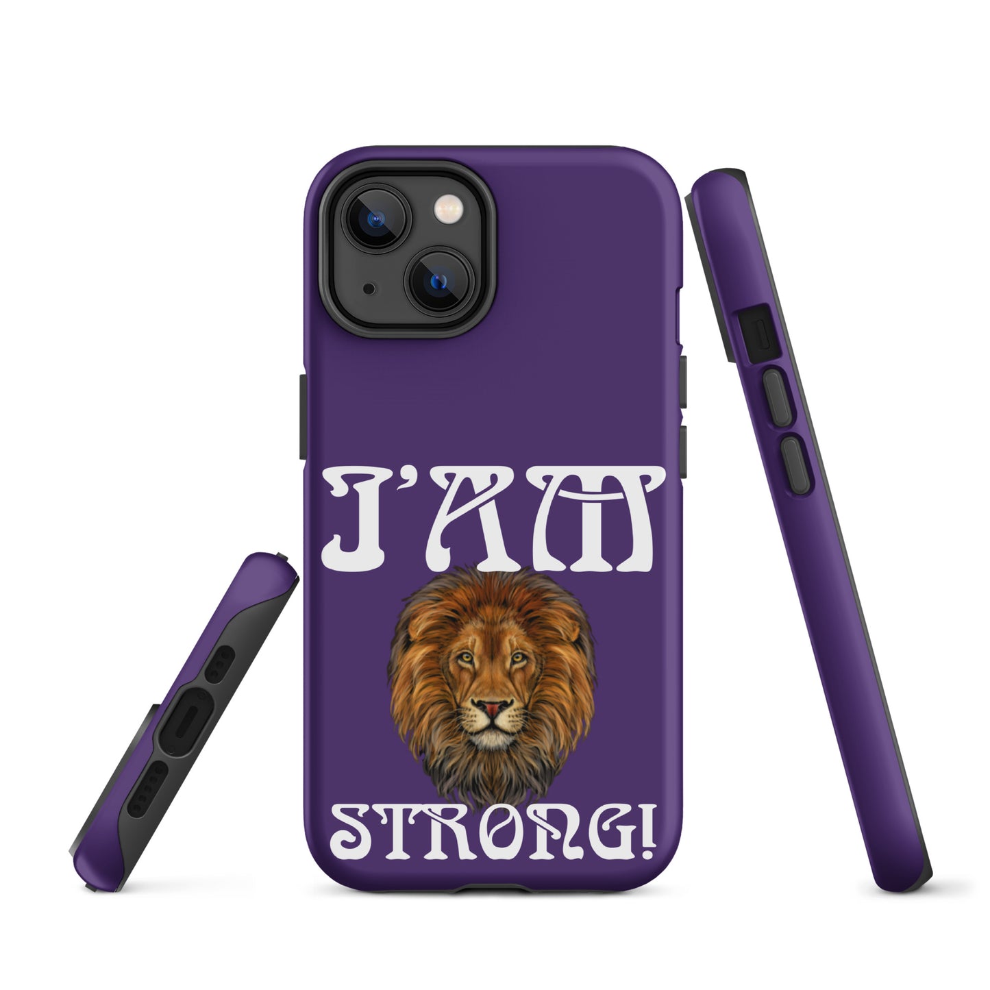 “I’AM STRONG!” Purple Tough Case for iPhone® W/White Font