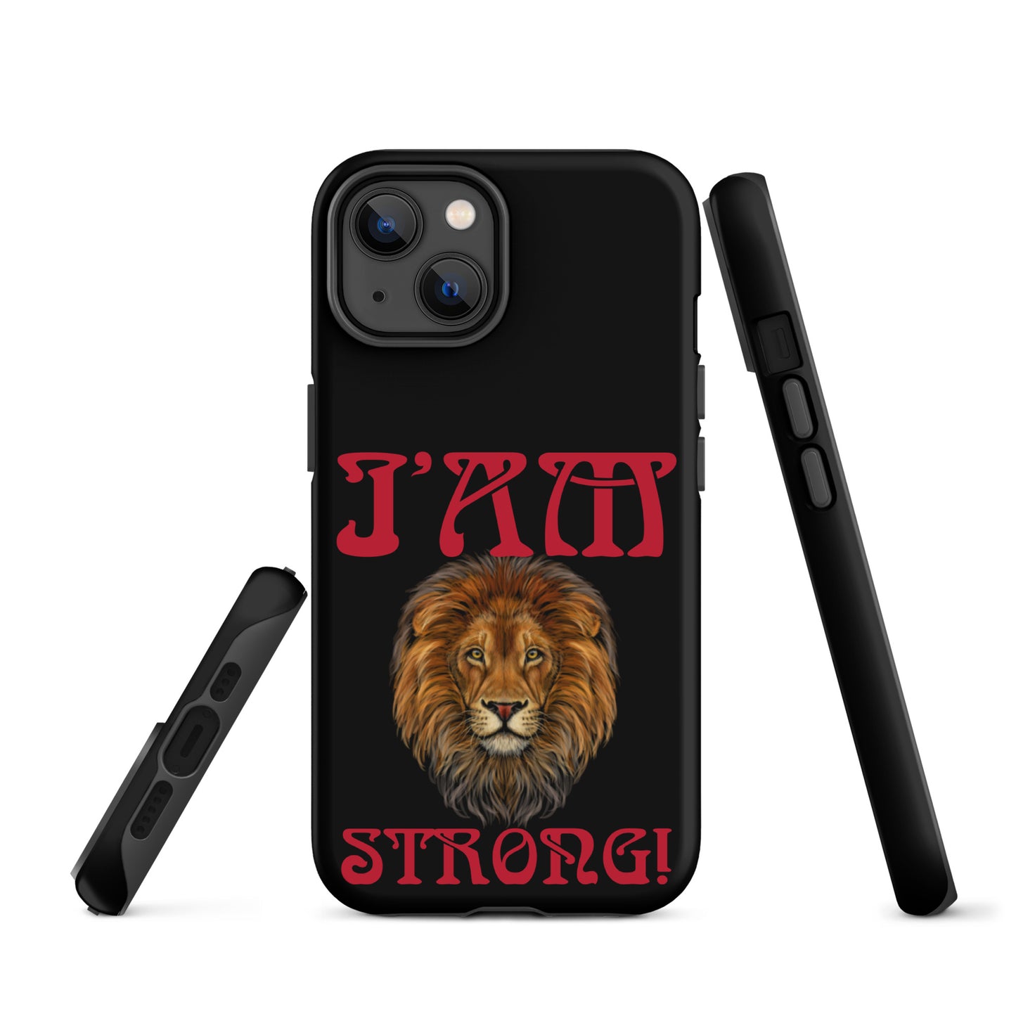“I’AM STRONG!” Black Tough Case for iPhone® W/Red Font