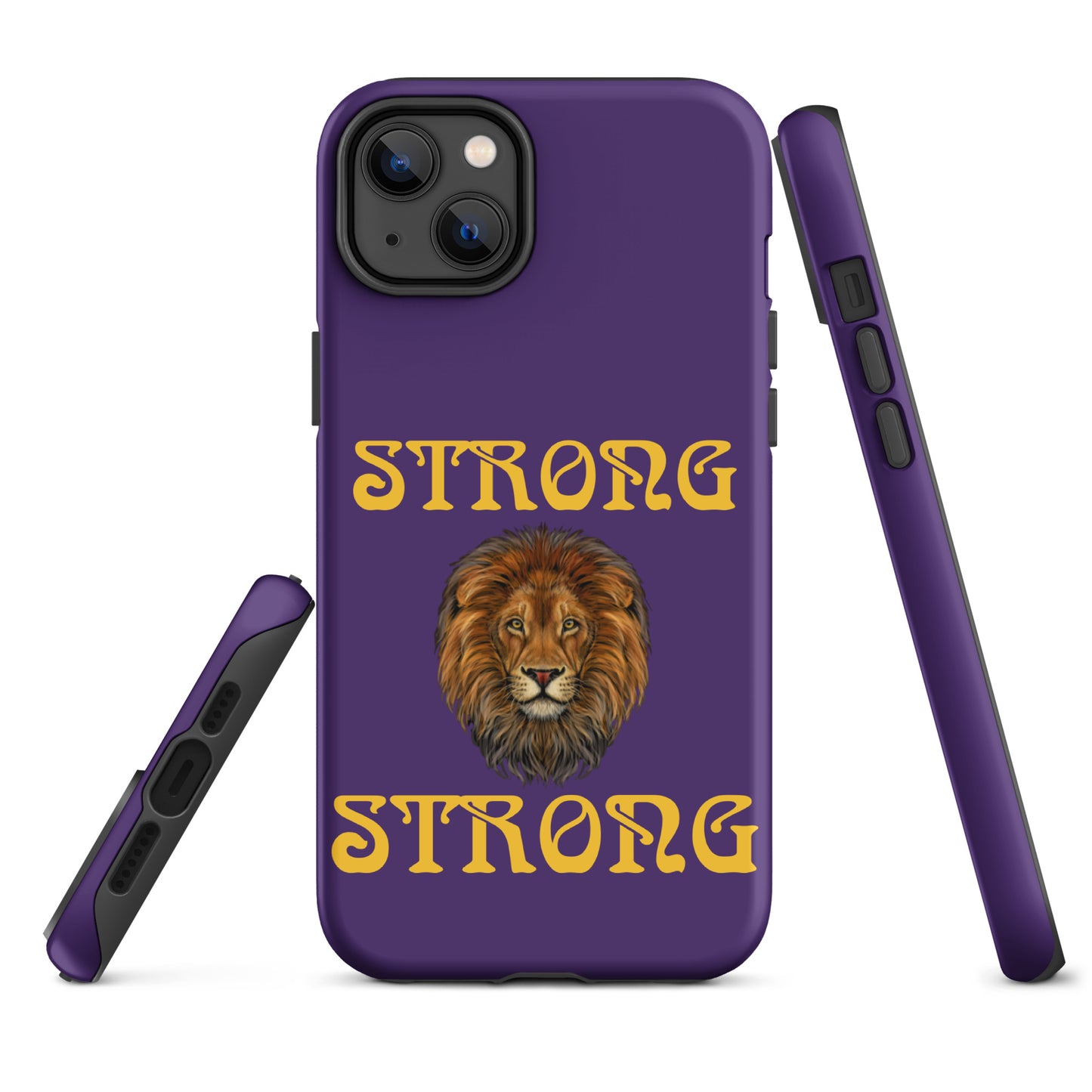 “STRONG”Purple DoubleView Tough Case for iPhone® W/Yellow Font