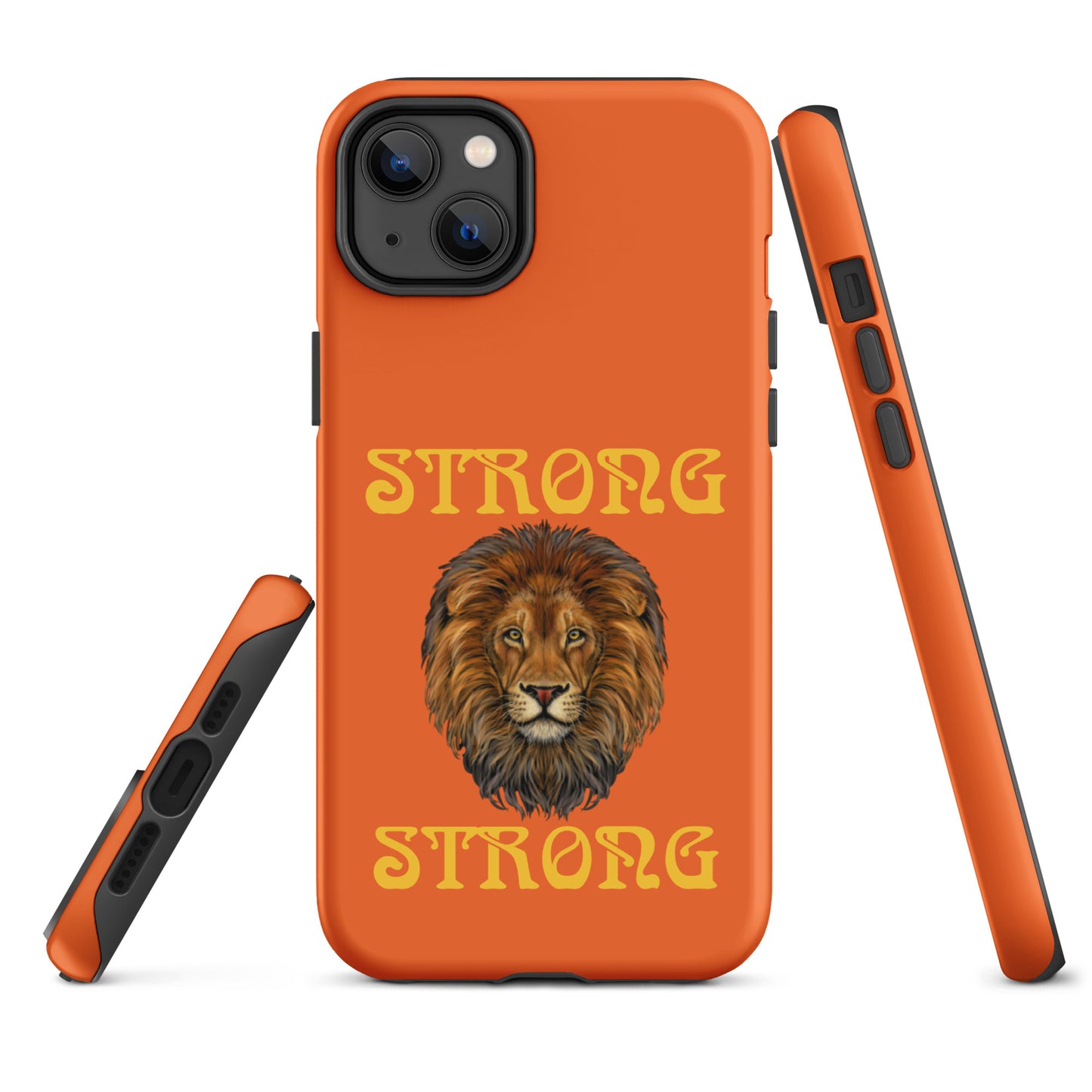 “STRONG”Orange DoubleView Tough Case for iPhone®W/Yellow Font